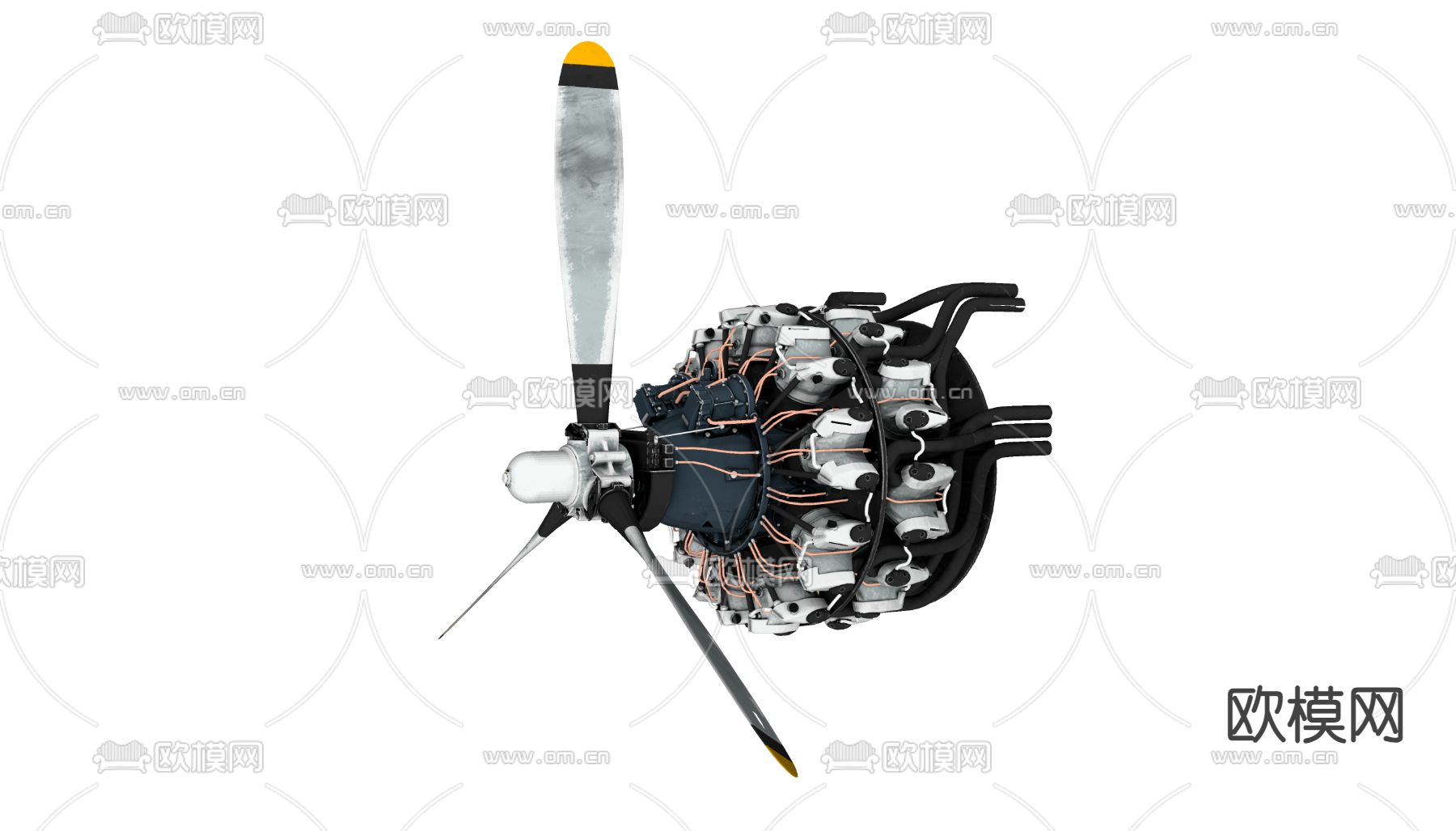 飞机引擎 飞机发动机 螺旋桨3d模型下载（渲染图2）