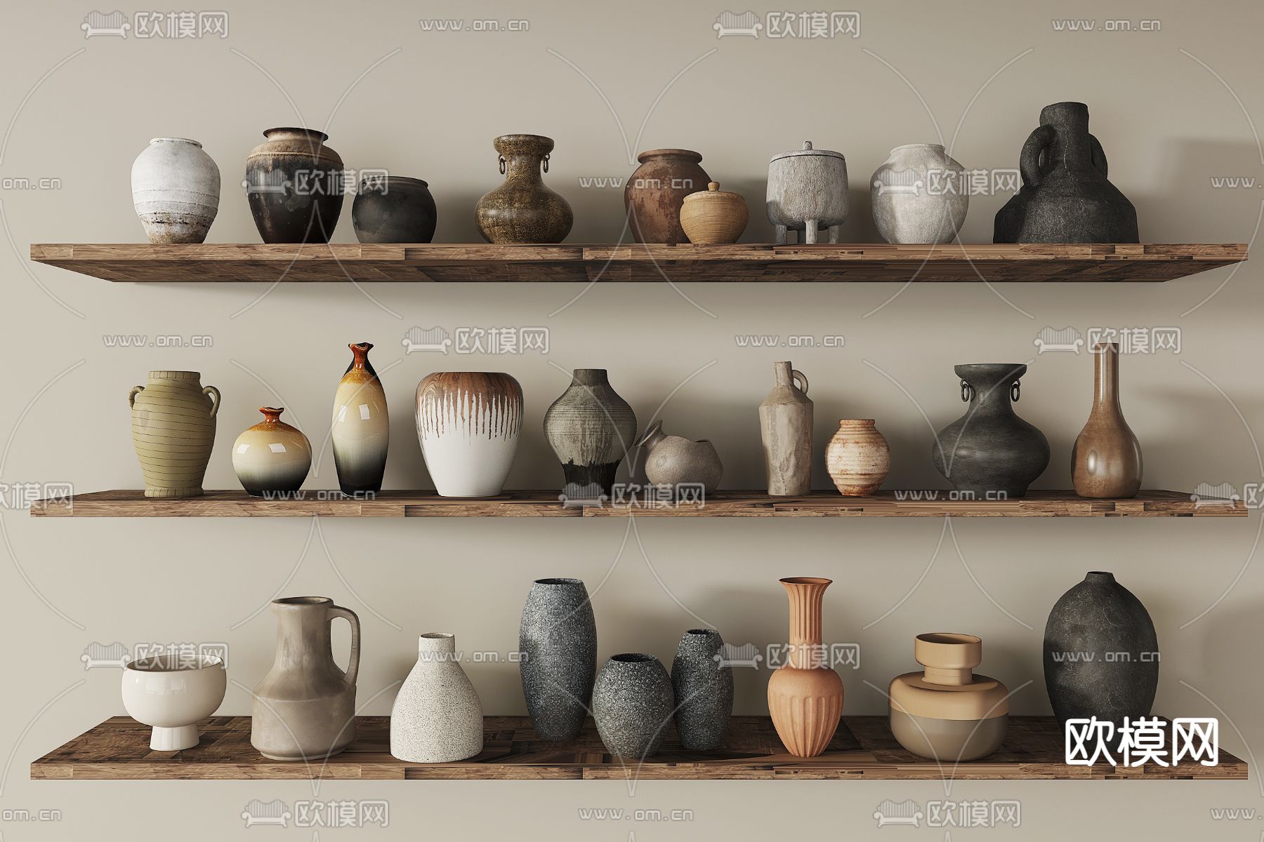 侘寂陶罐 陶瓷 陶器 花瓶 器皿3d模型下载