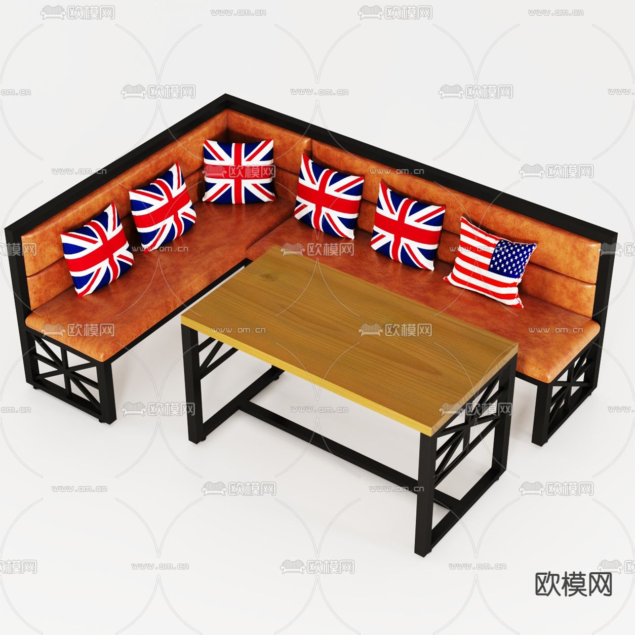 工业风卡座 卡位沙发3d模型下载（渲染图3）