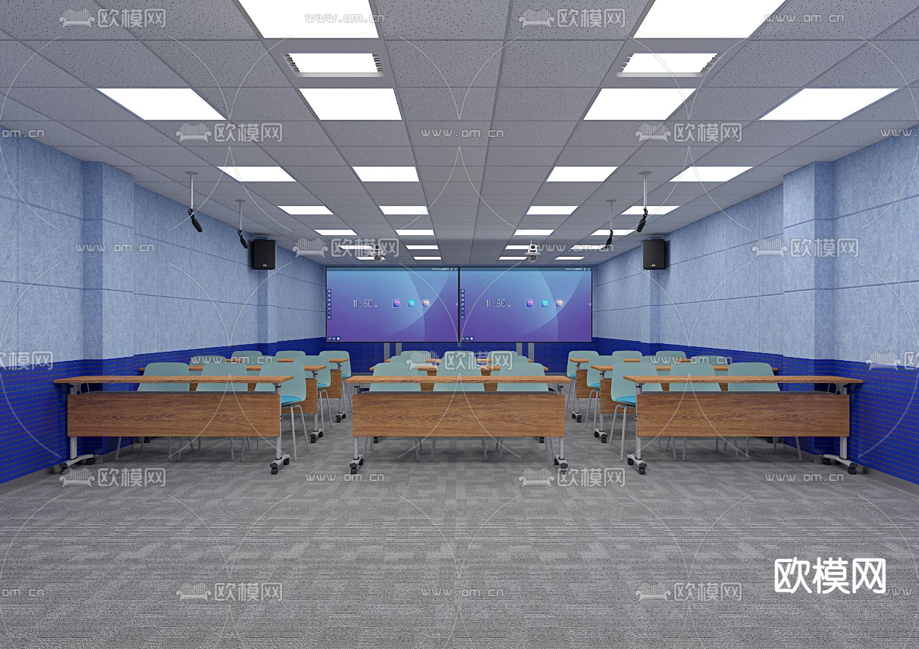 录播教室3d模型下载（渲染图2）