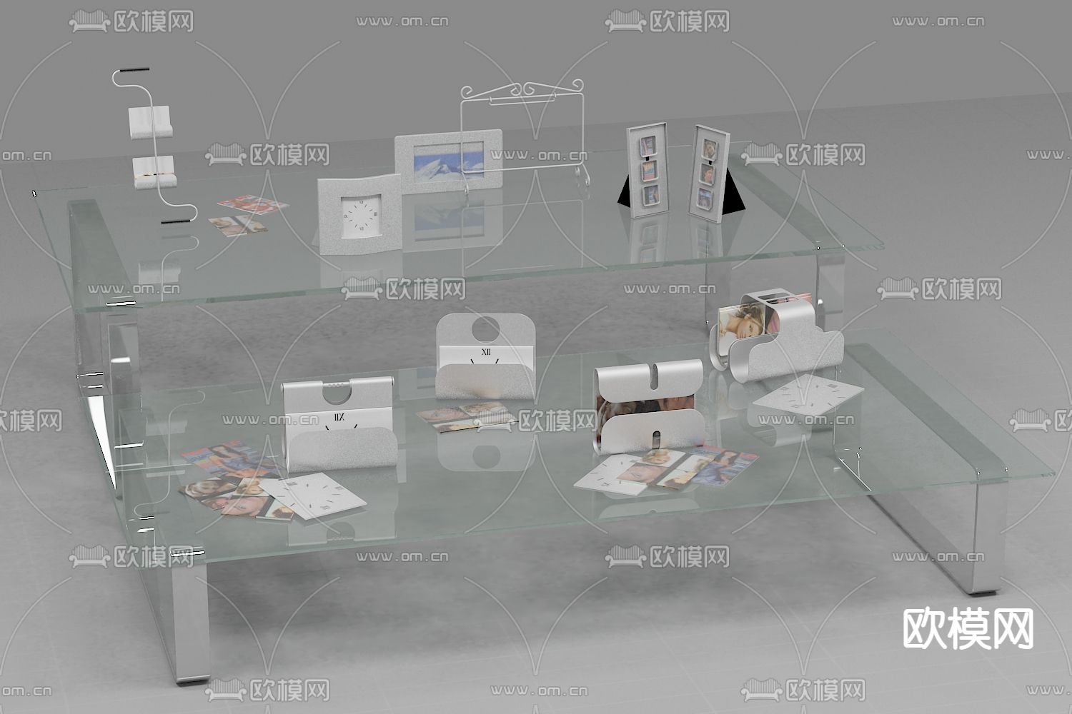 现代茶几 玻璃桌台3d模型下载