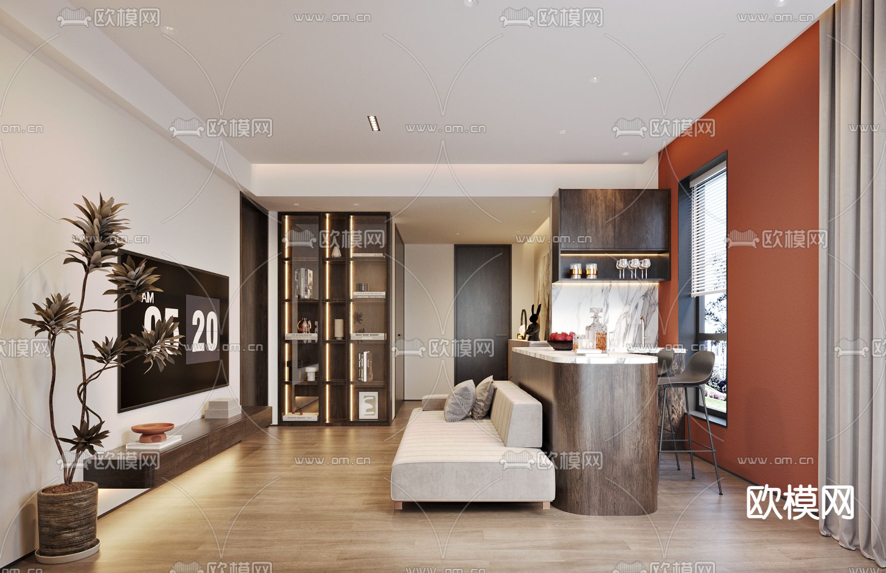 现代客餐厅3d模型下载