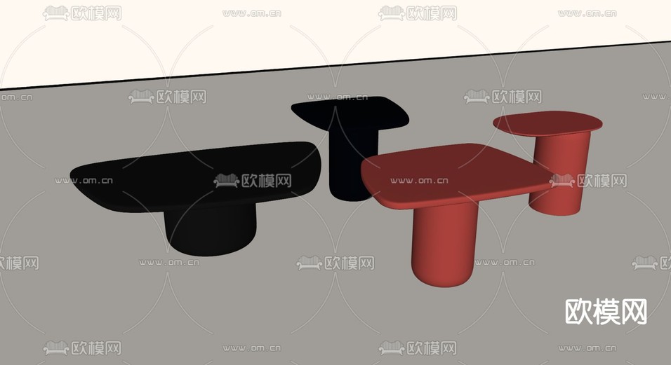 现代边几 角几su模型下载(渲染图1)