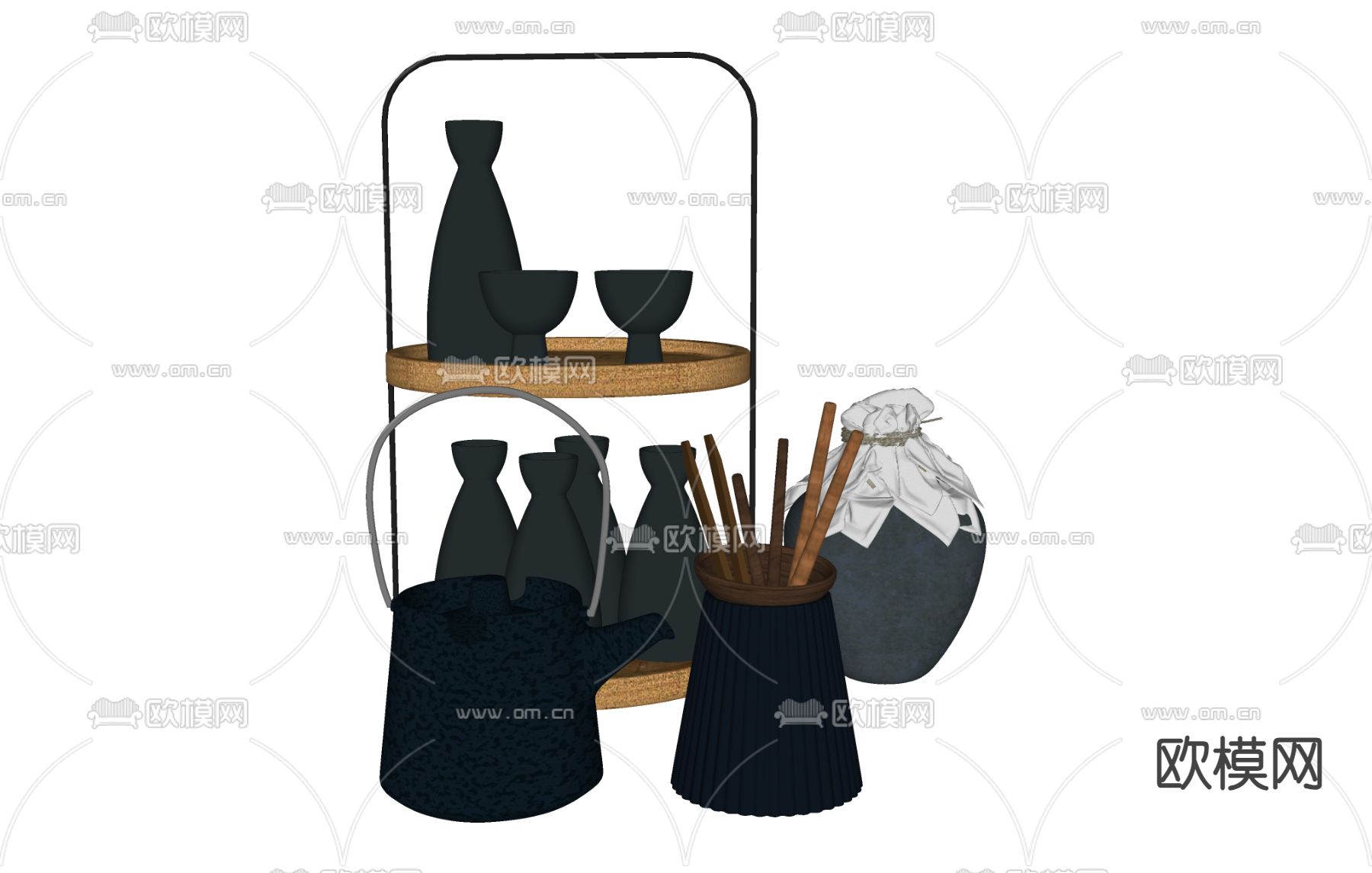 餐具酒具 酒瓶 酒壶su模型下载（渲染图1）