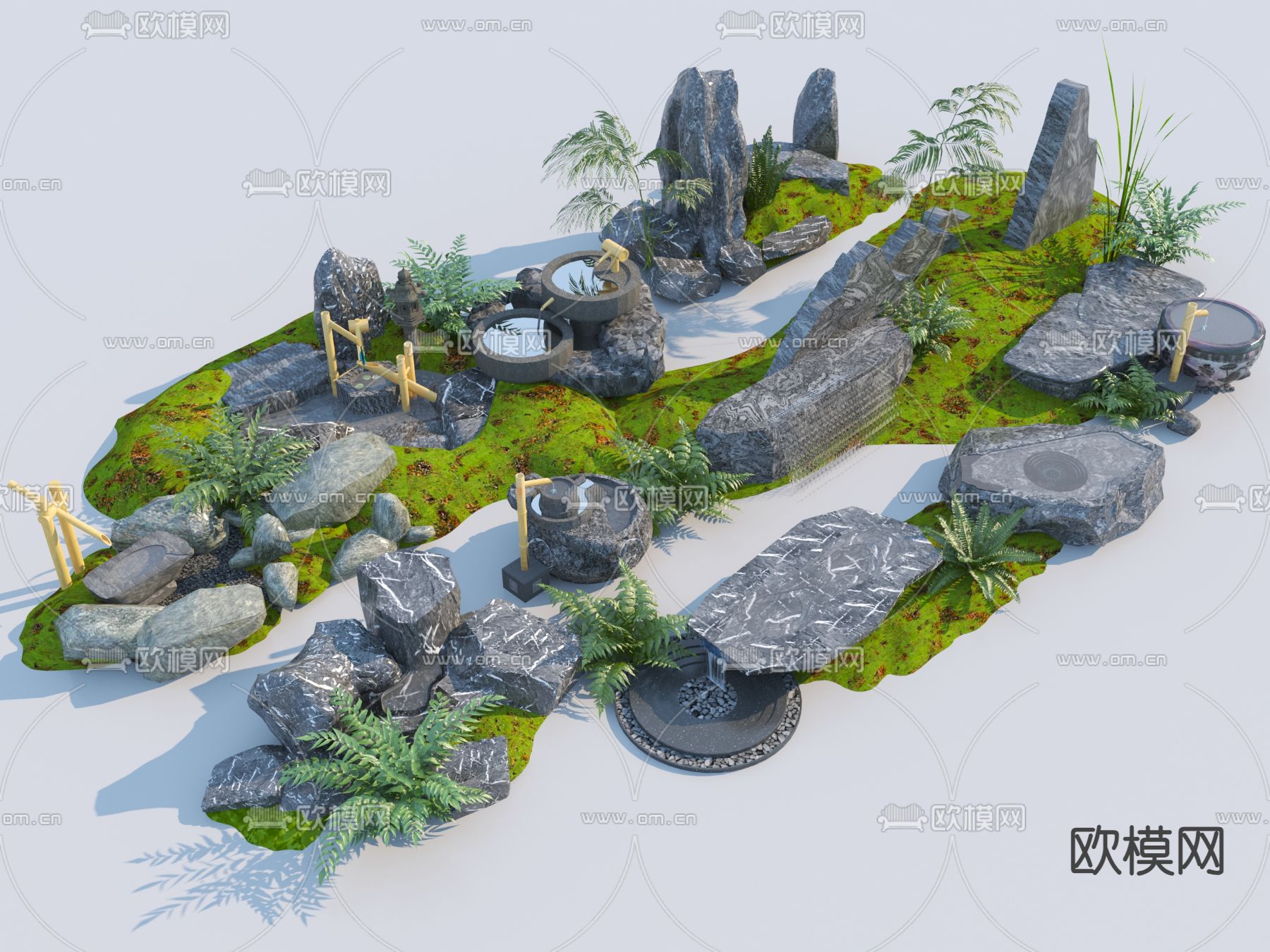 景观石头 园林景石 庭院石头3d模型下载