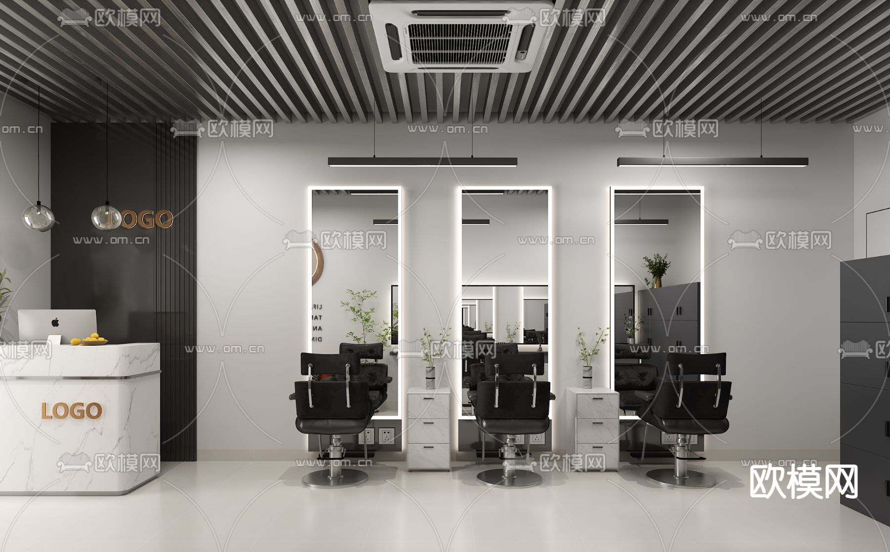 理发店 美发店3d模型下载（渲染图1）