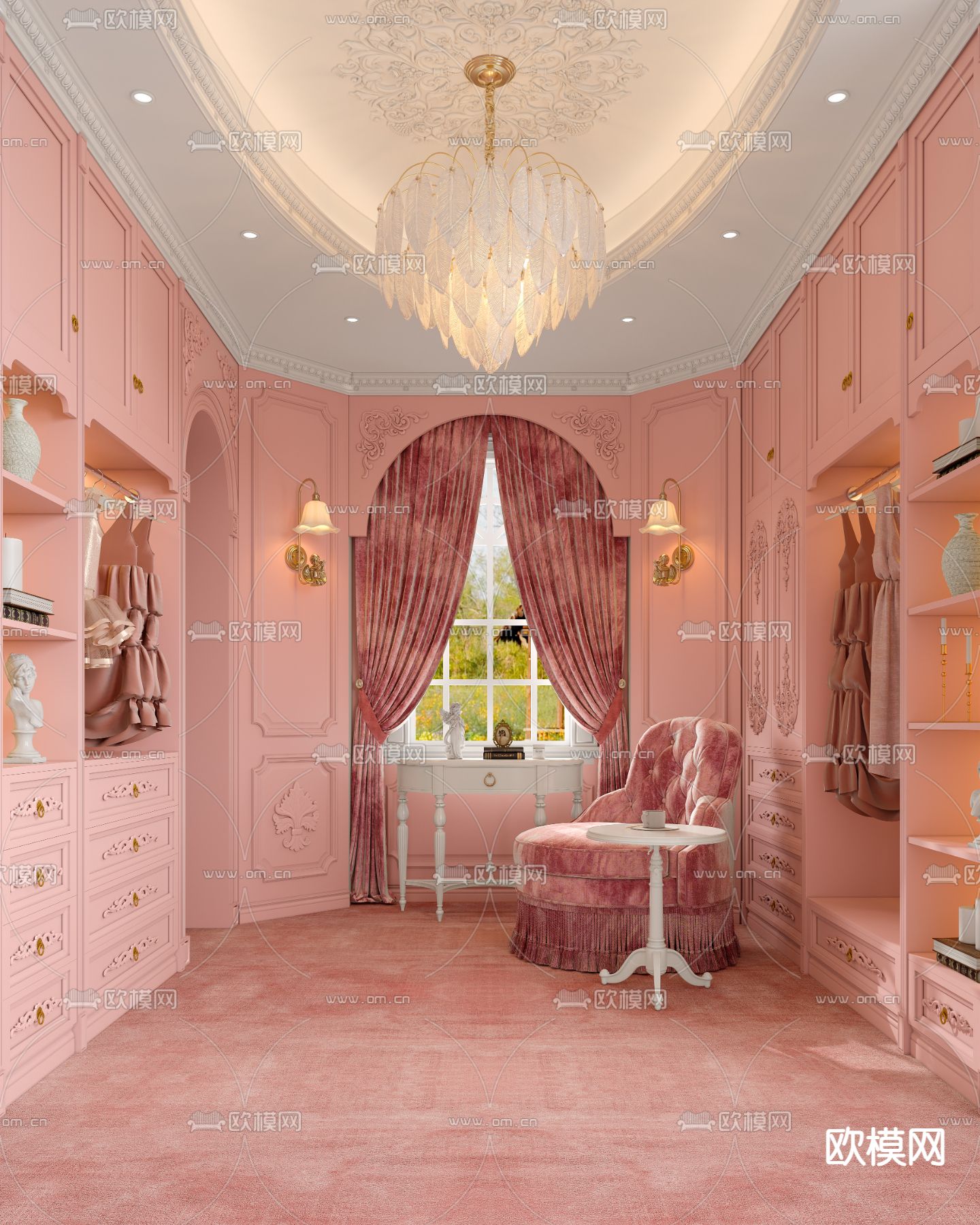 简欧衣帽间3d模型下载