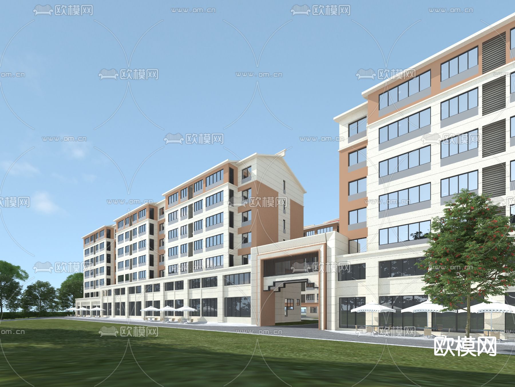 简欧住宅外观3d模型下载