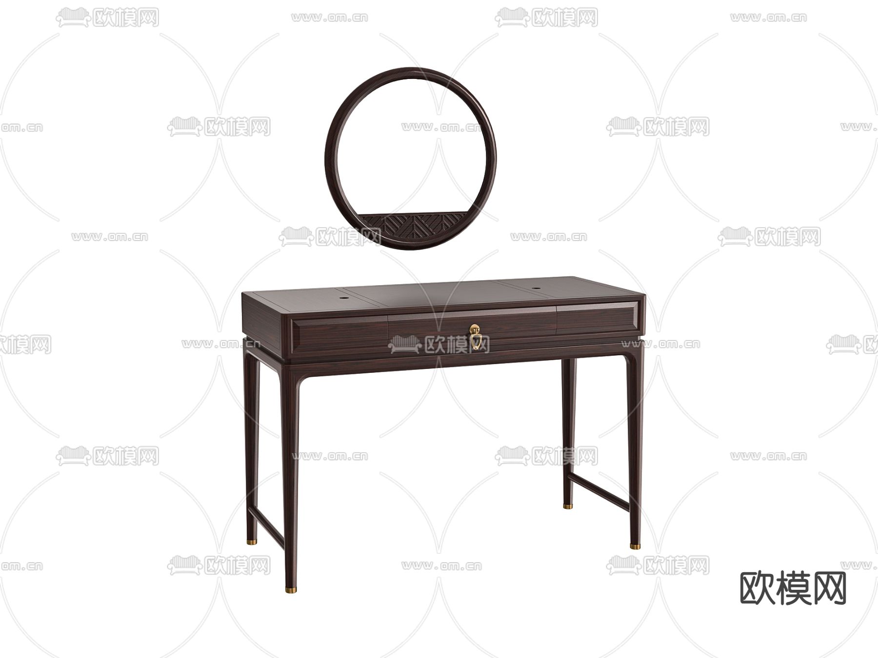 实木桌台 梳妆台3d模型下载