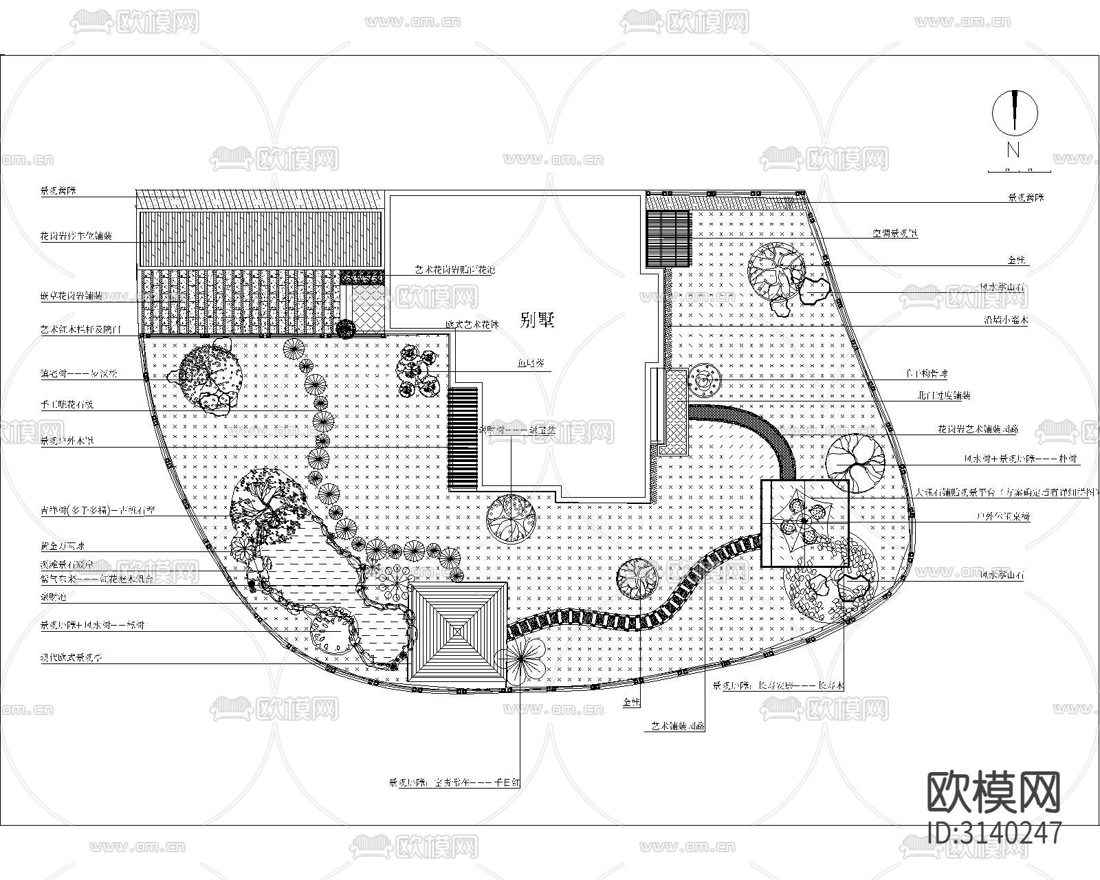 庭院景观cad平面图下载（渲染图1）