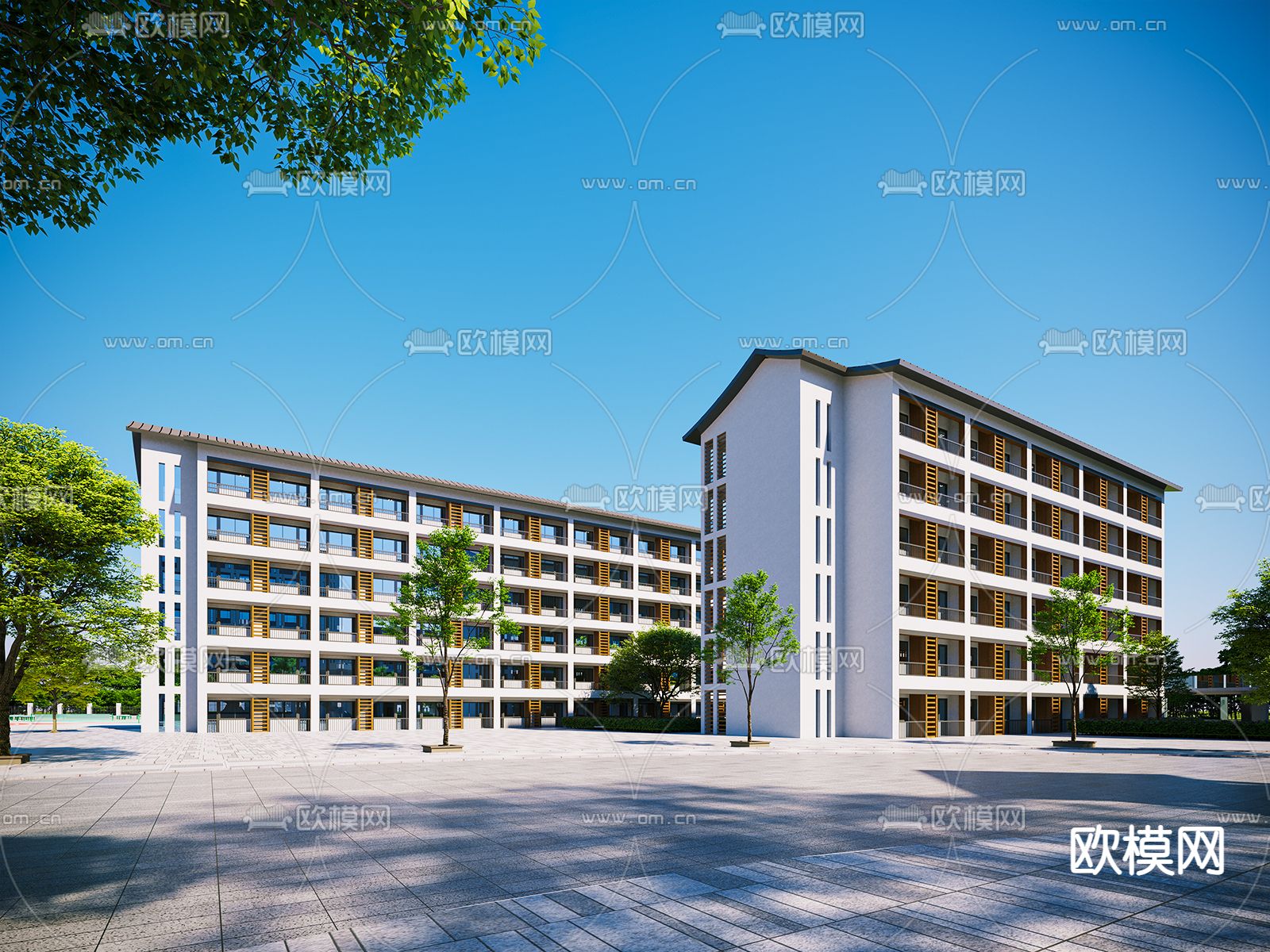 学校外观 宿舍楼3d模型下载