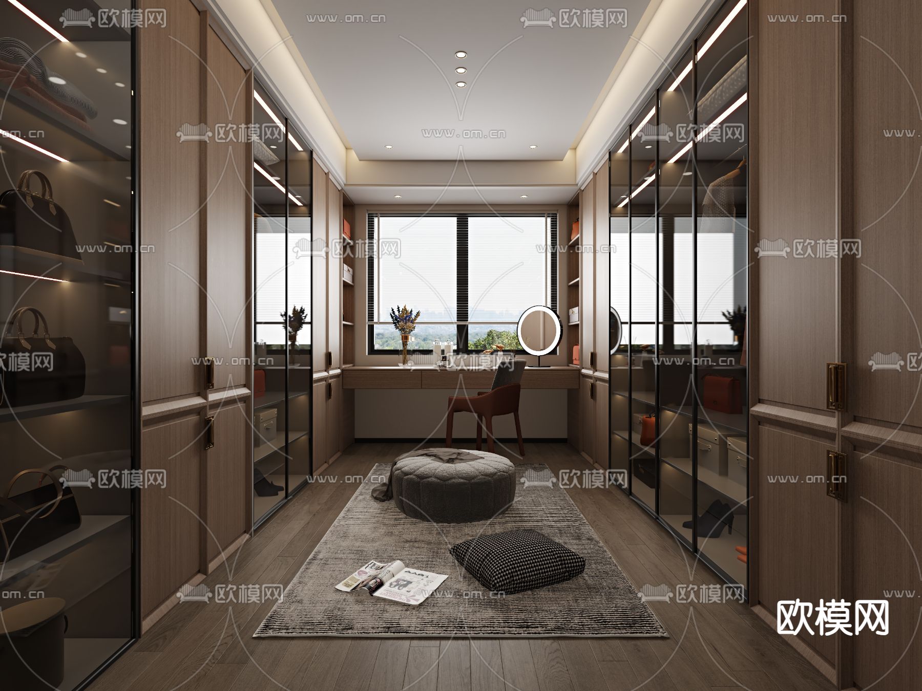 新中式衣帽间3d模型下载