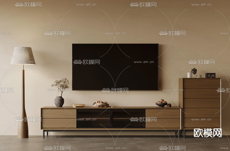中古风电视柜3d模型下载