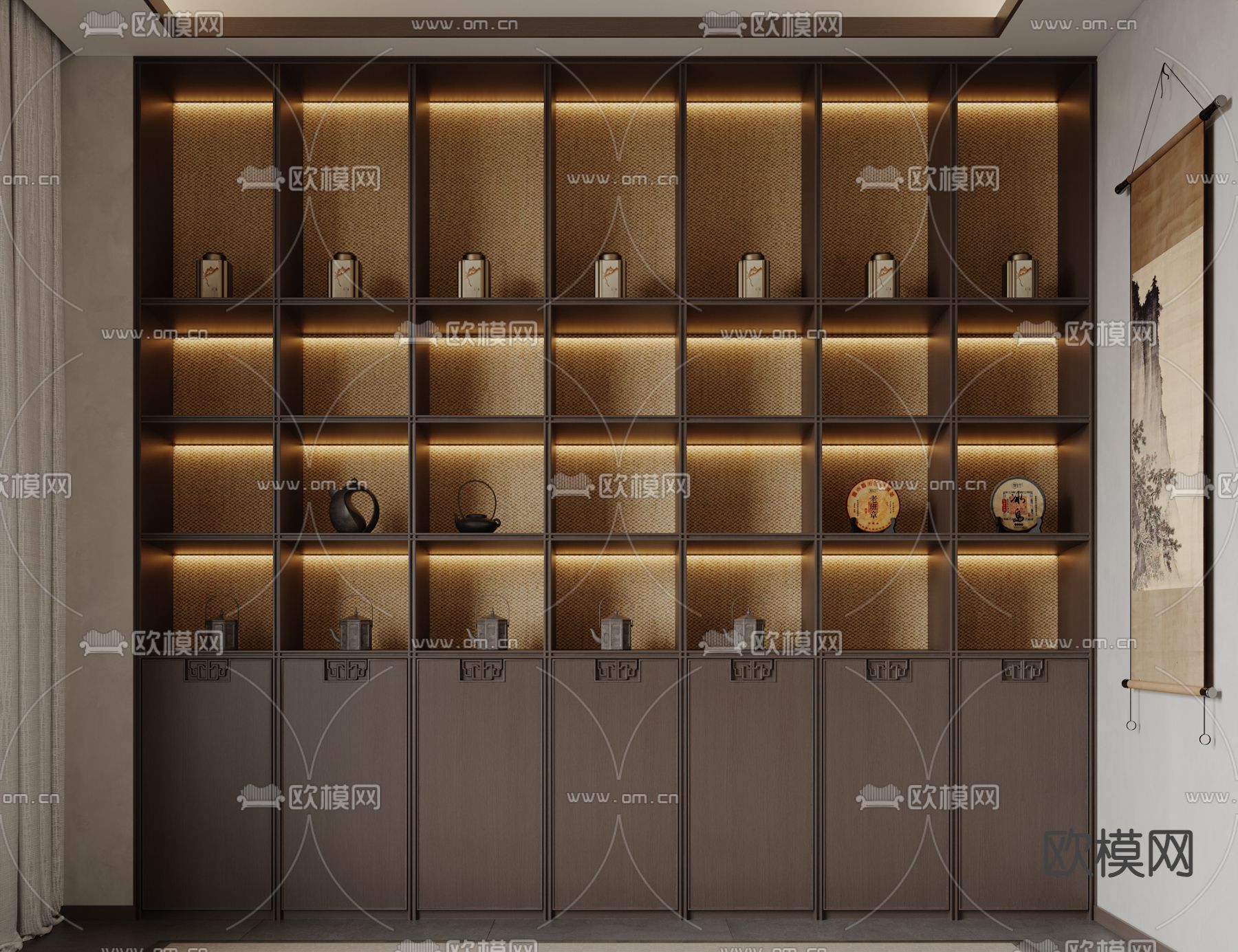 新中式茶柜 茶叶柜  3d模型下载