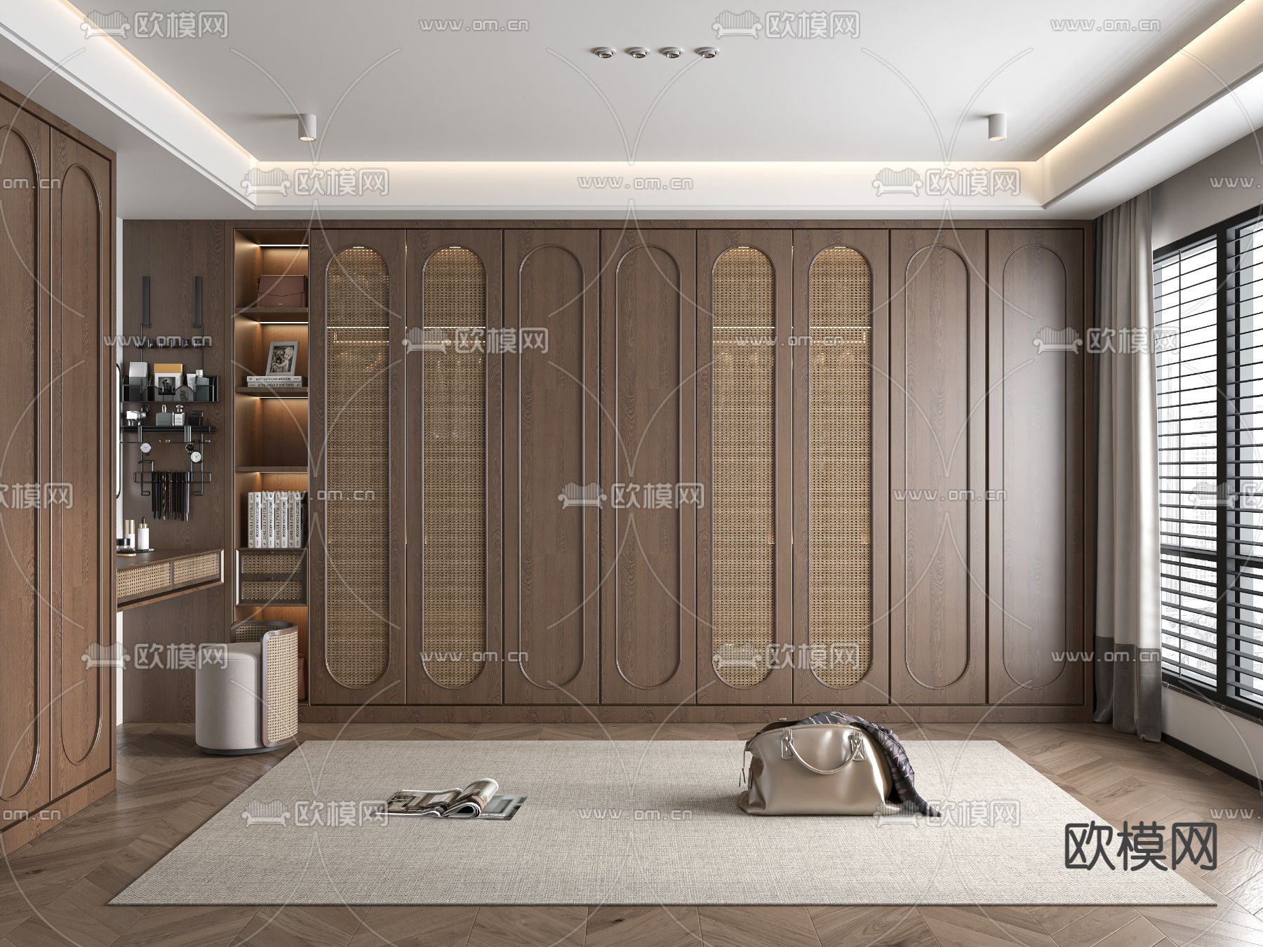 新中式衣帽间3d模型下载
