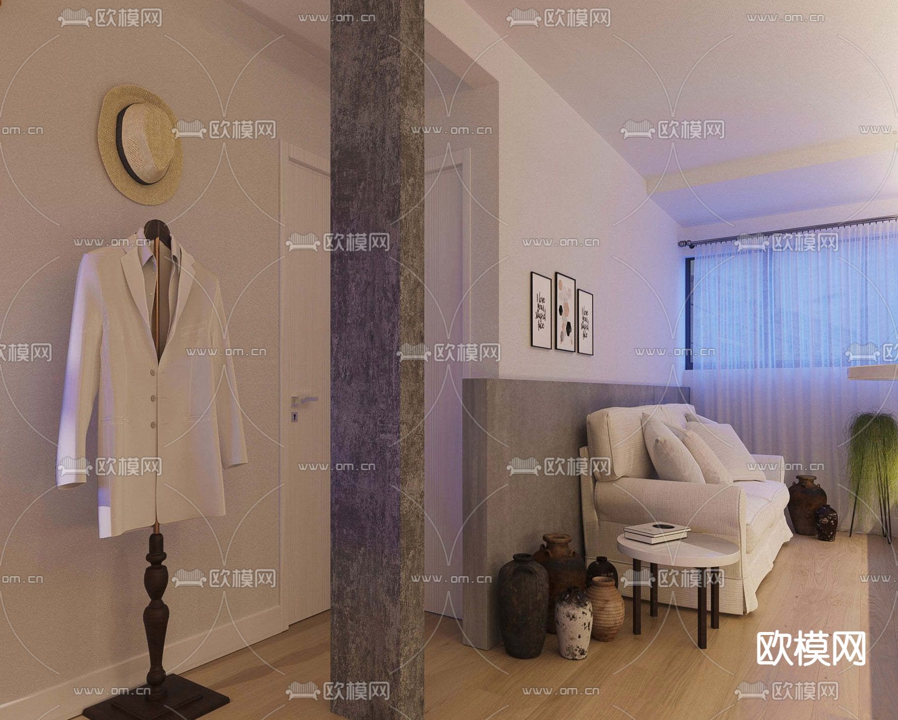 现代公寓 客餐厅3d模型下载（渲染图6）