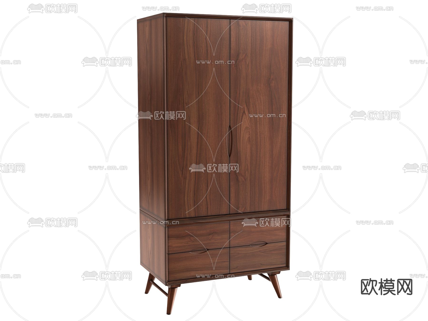 实木收纳柜 衣柜3d模型下载
