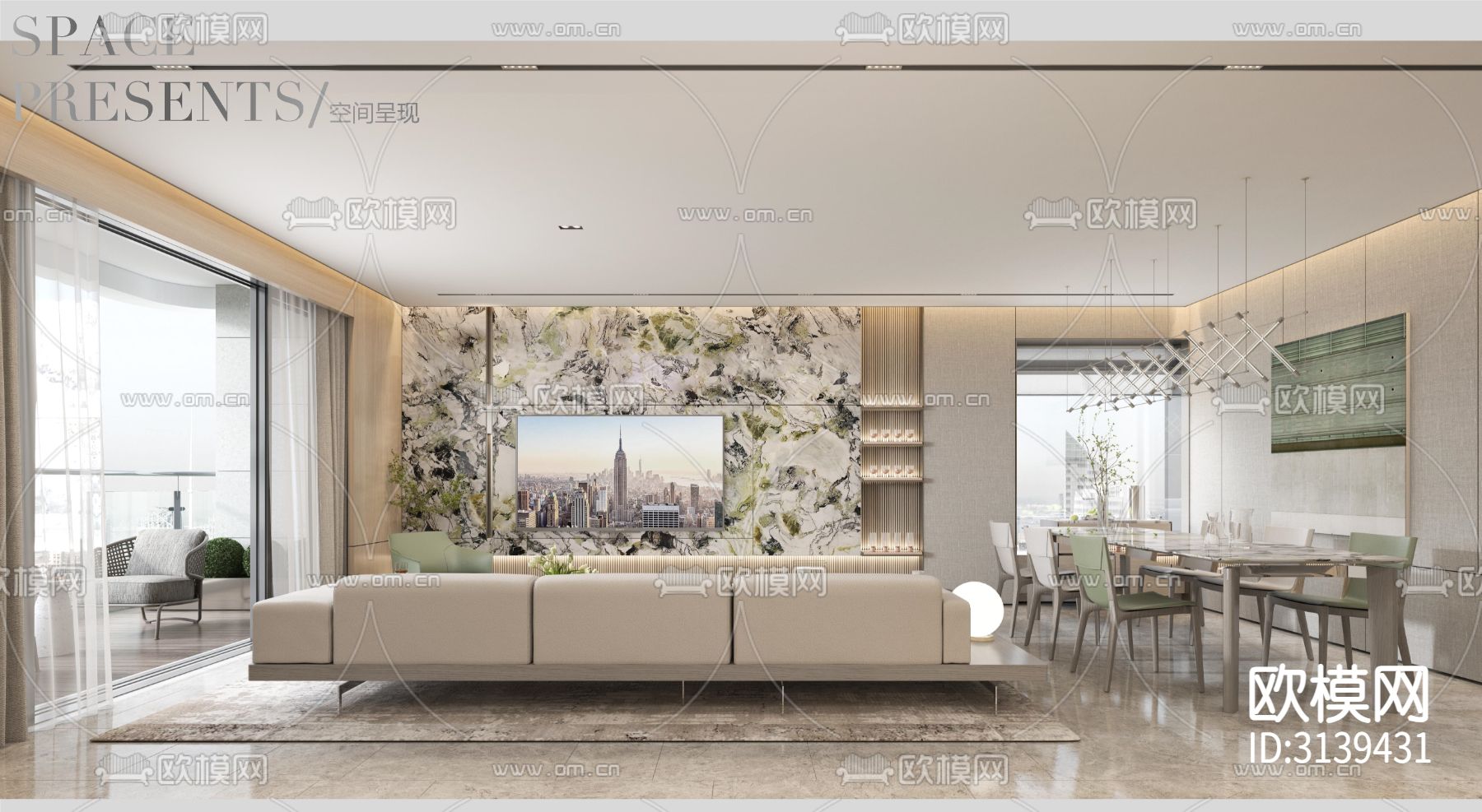 【DIA丹健国际】深圳岁宝180㎡大平层样板间CAD施工图下载（渲染图6）