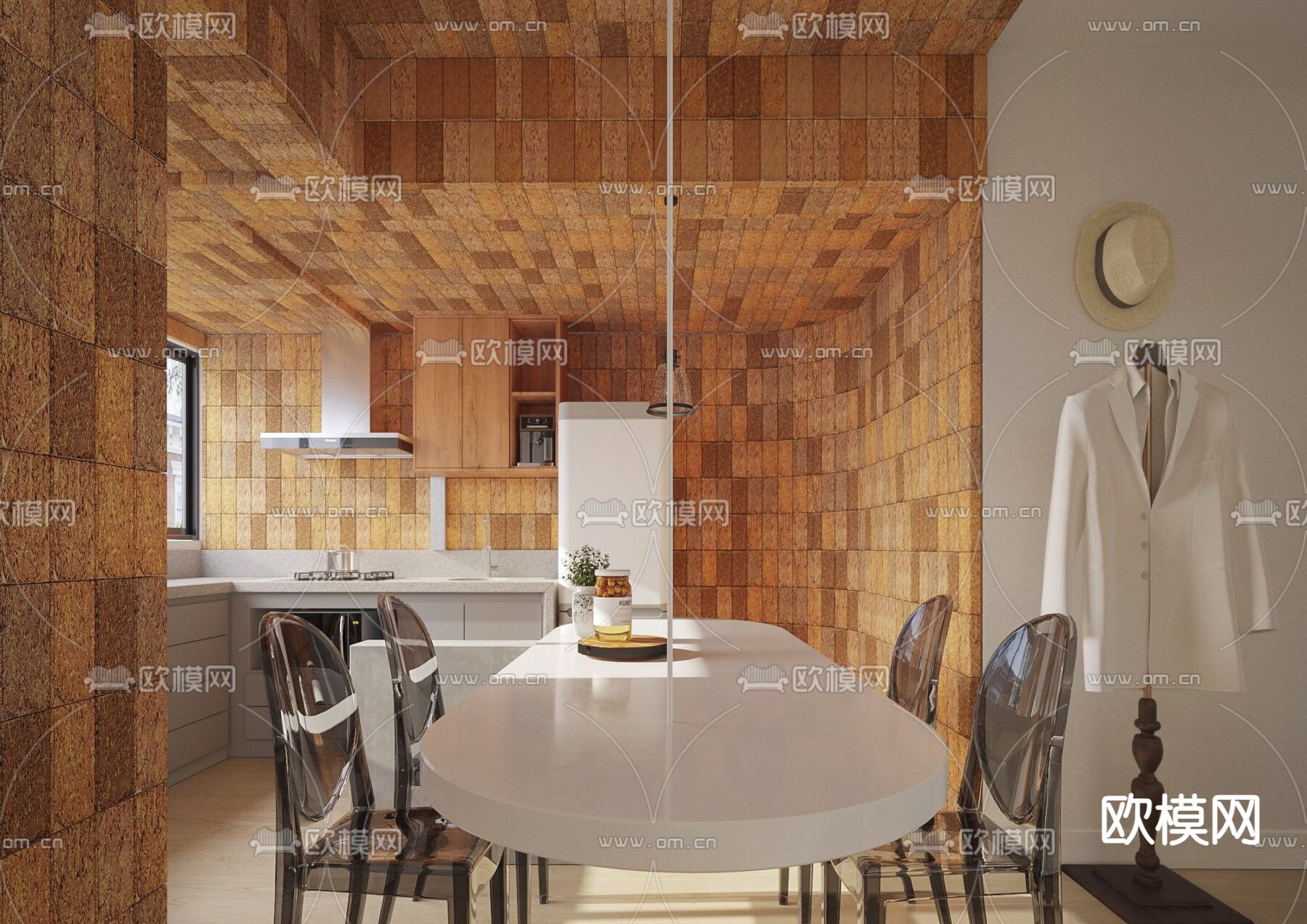 现代公寓 客餐厅3d模型下载（渲染图1）