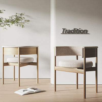 侘寂椅子 餐椅3d模型