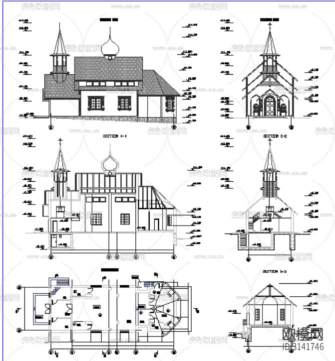 各种教堂cad大样图下载（渲染图3）