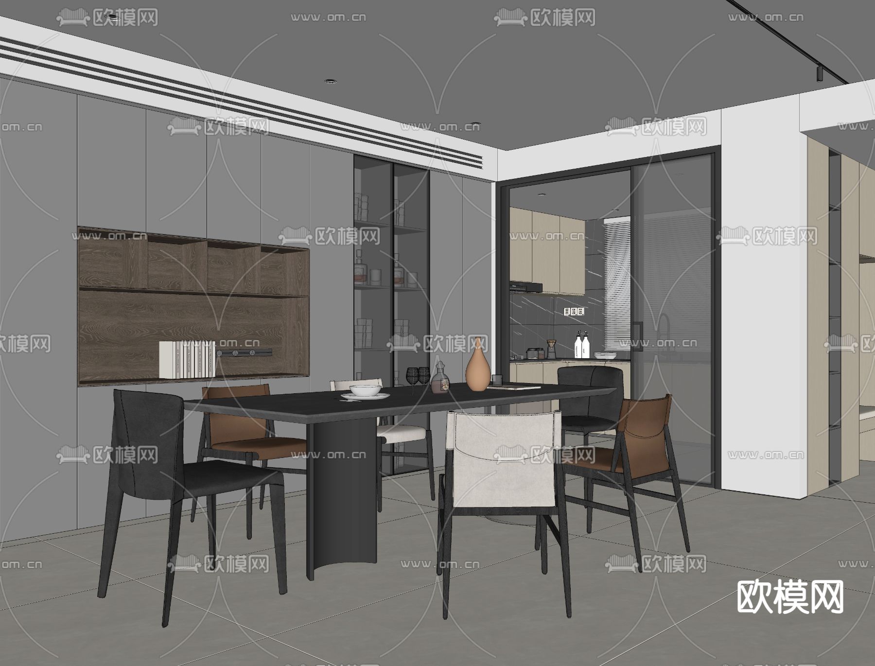 暗黑风餐厅su模型下载（渲染图1）
