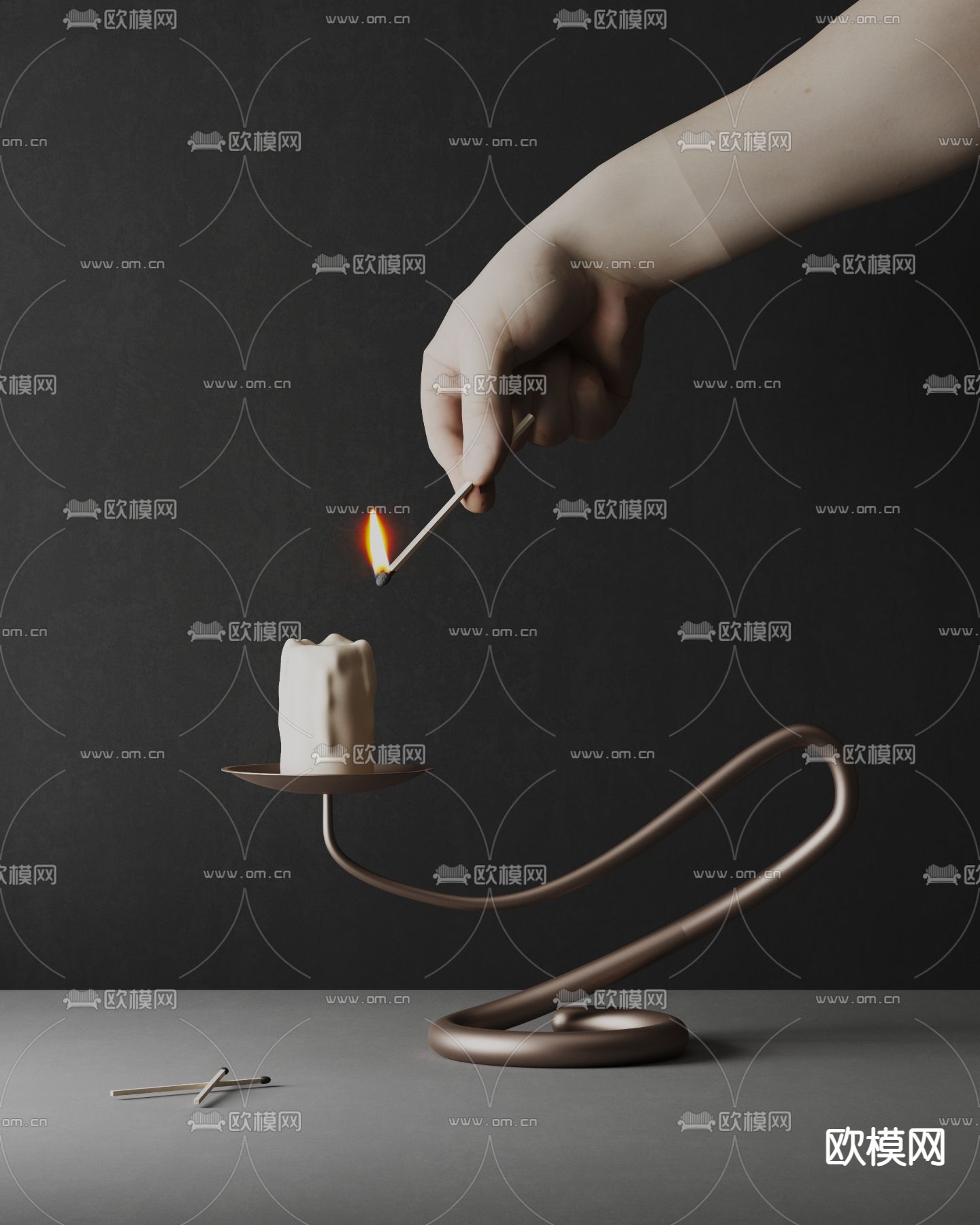 烛台灯 蜡烛灯3d模型下载