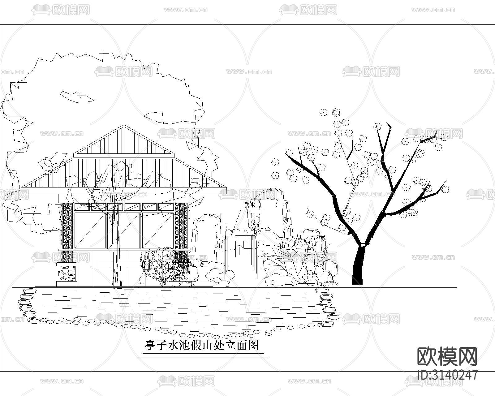 庭院景观cad平面图下载（渲染图3）
