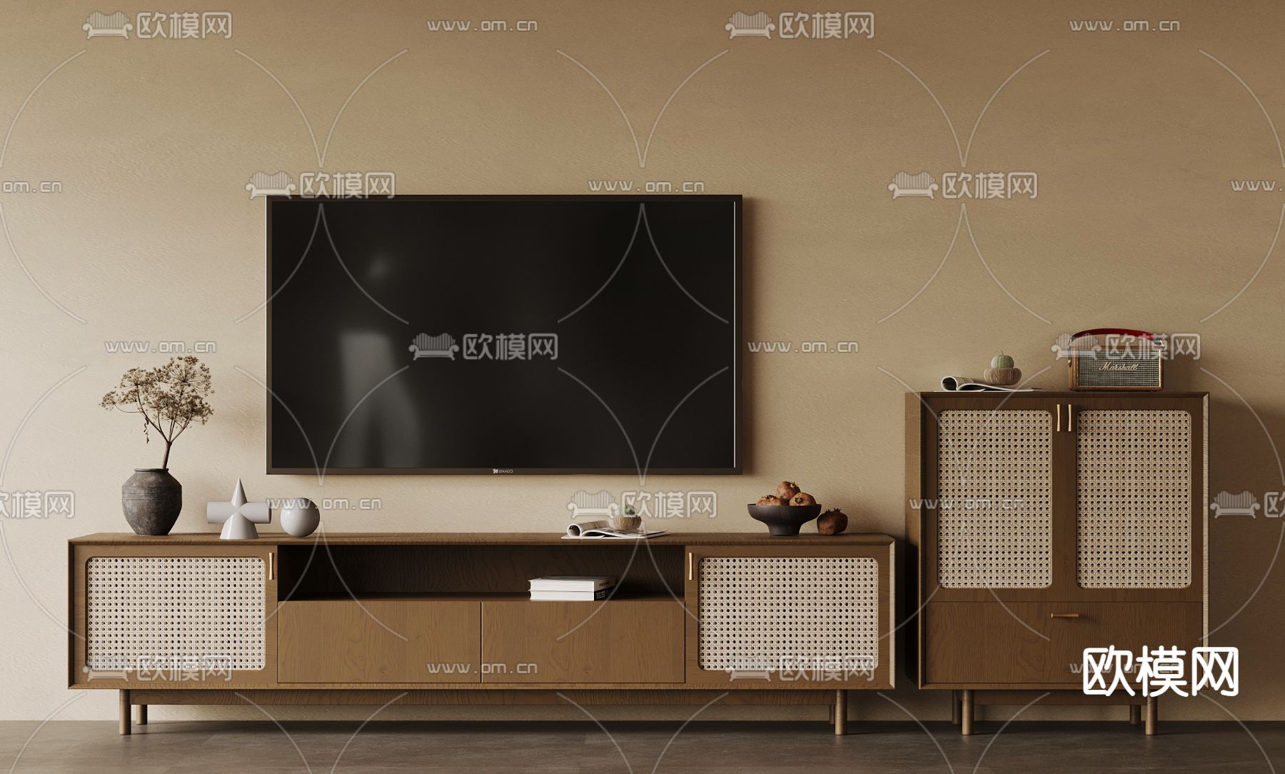 中古风电视柜3d模型下载