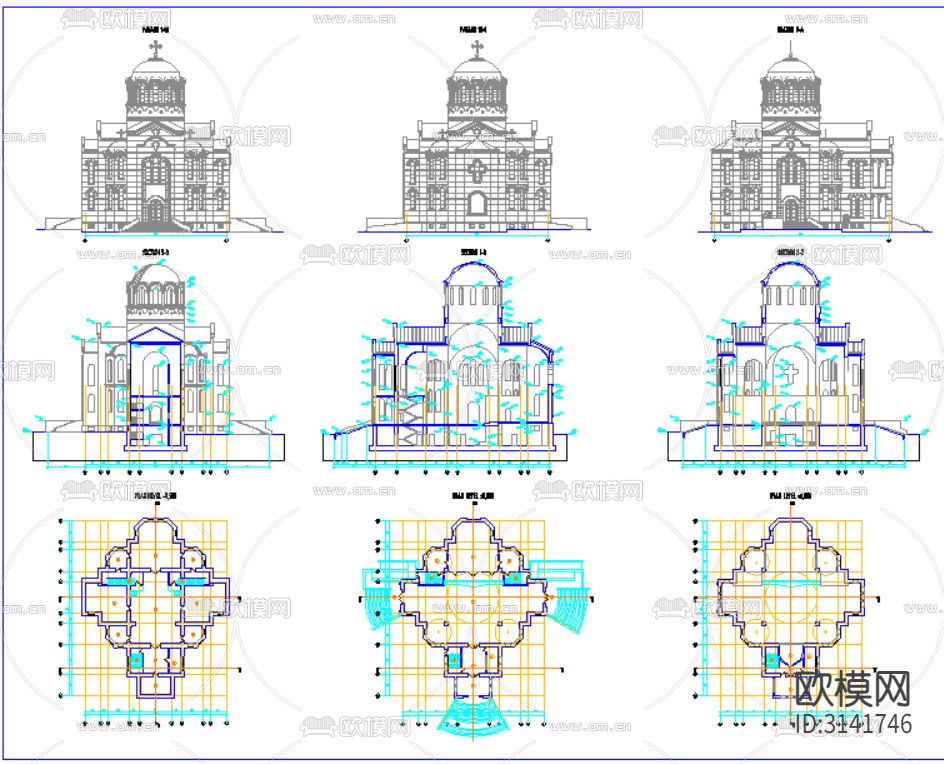 各种教堂cad大样图下载（渲染图4）