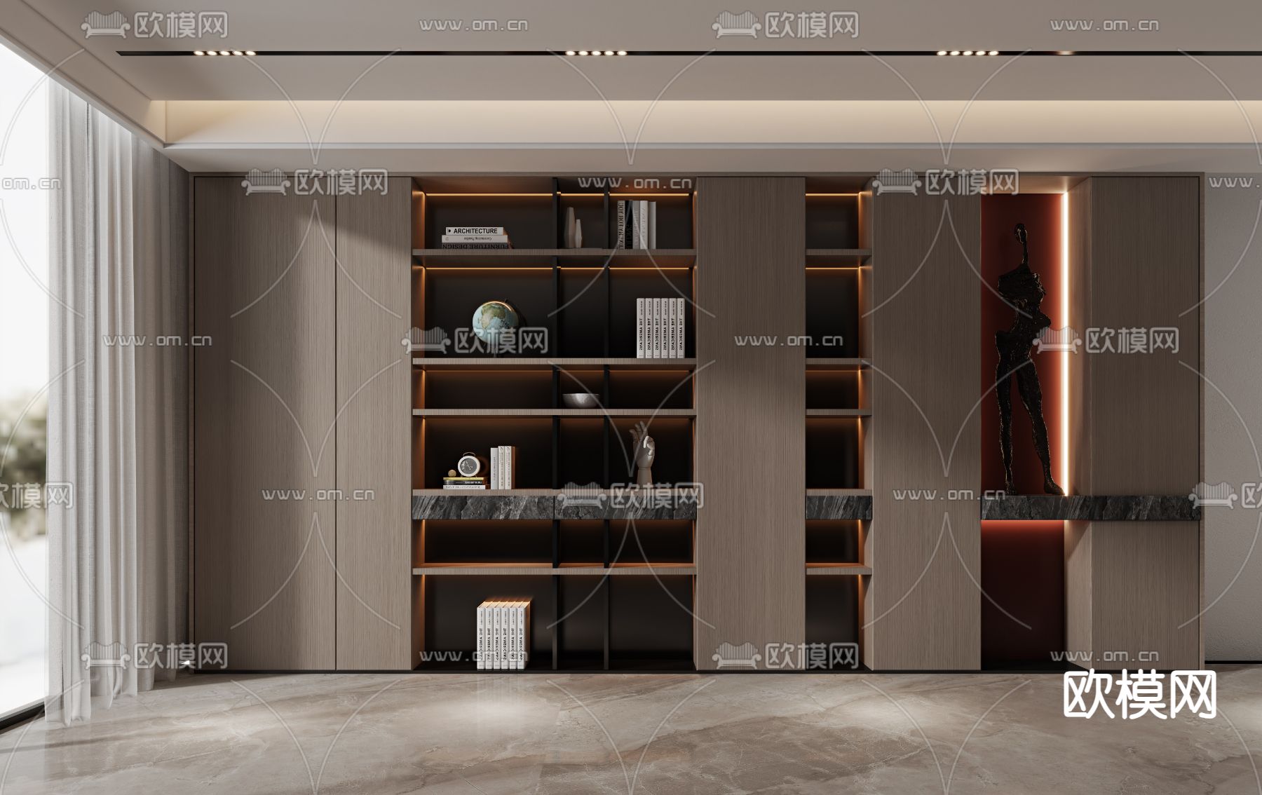 现代装饰柜 置物架3d模型下载