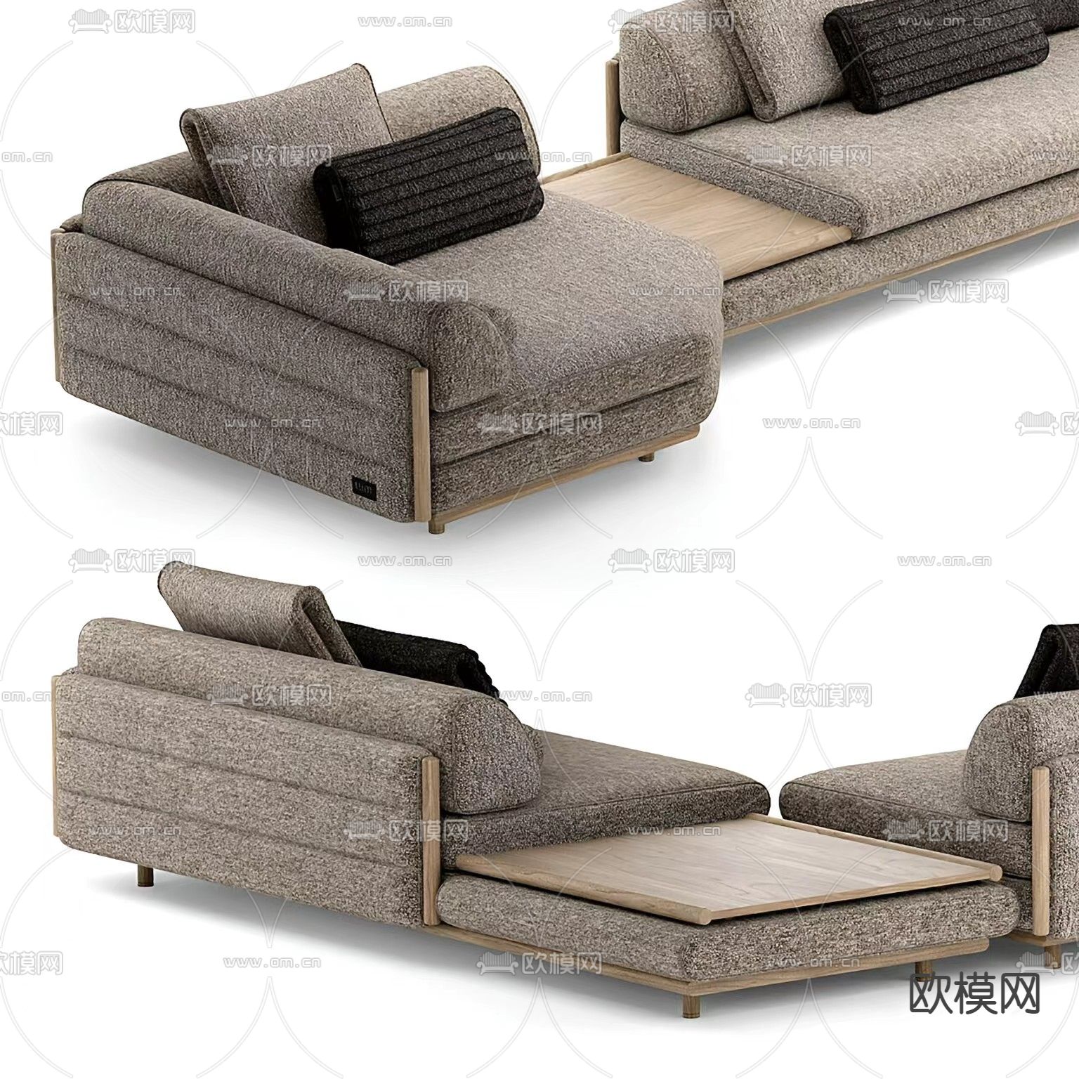 通用沙发组合 三人沙发 转角沙发3d模型-Pic-2
