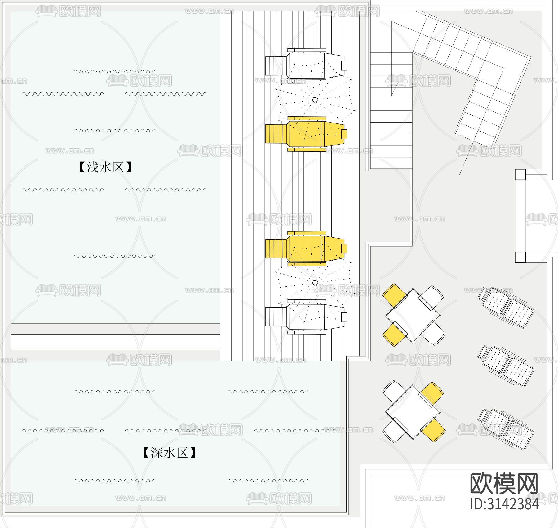2000平方米民宿室内cad平面图下载（渲染图7）