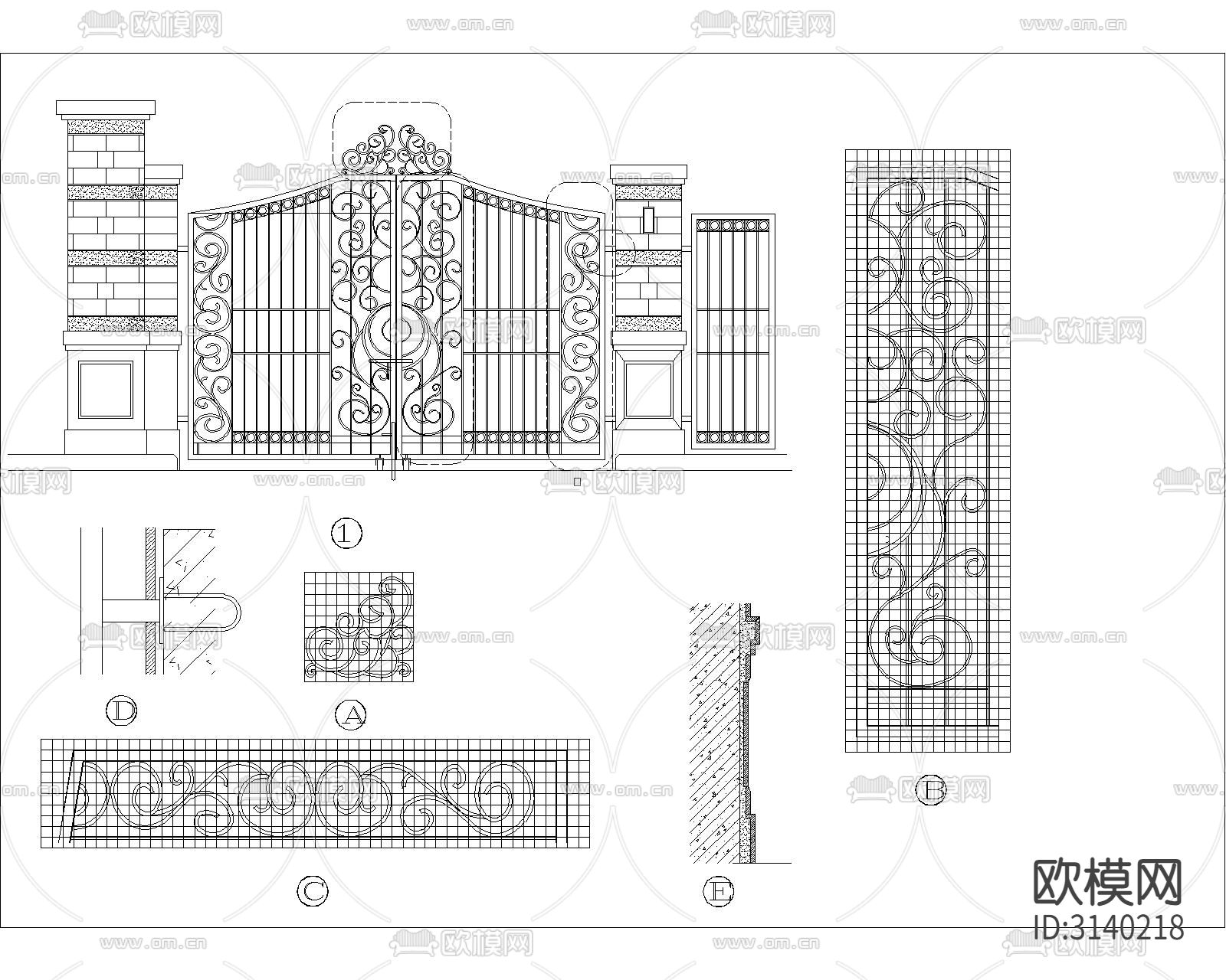 私家花园局部区域园建CAD施工图下载（渲染图1）