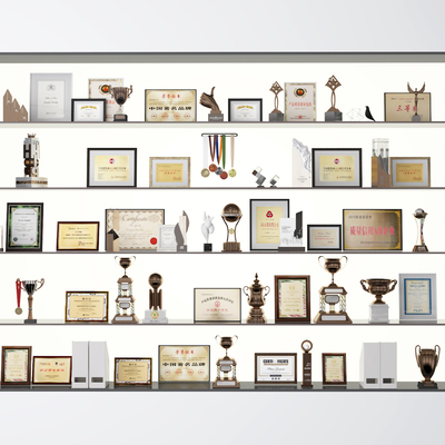  奖杯 奖状 证书su模型 