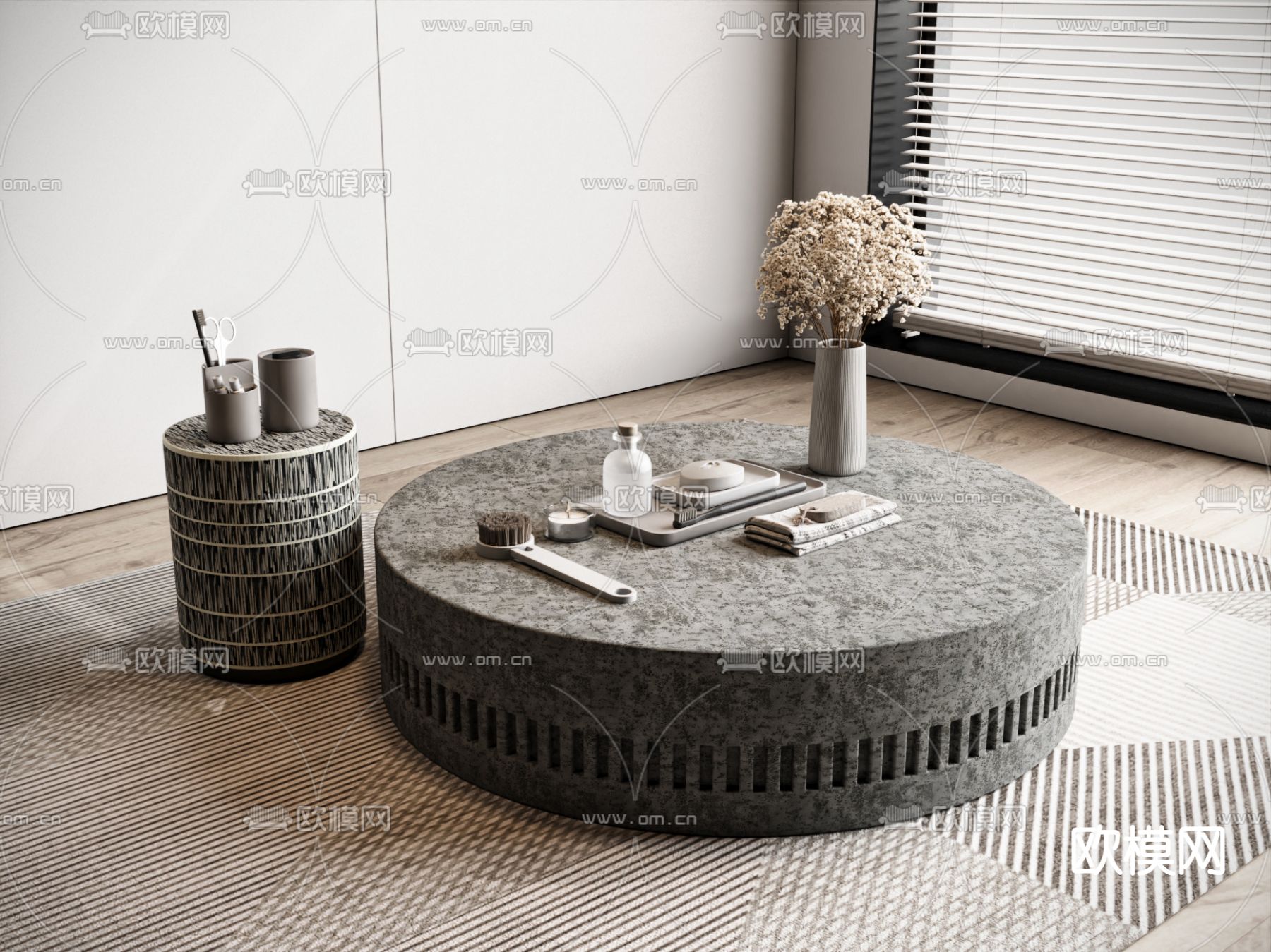 侘寂茶几 子母茶几 圆茶几3d模型下载