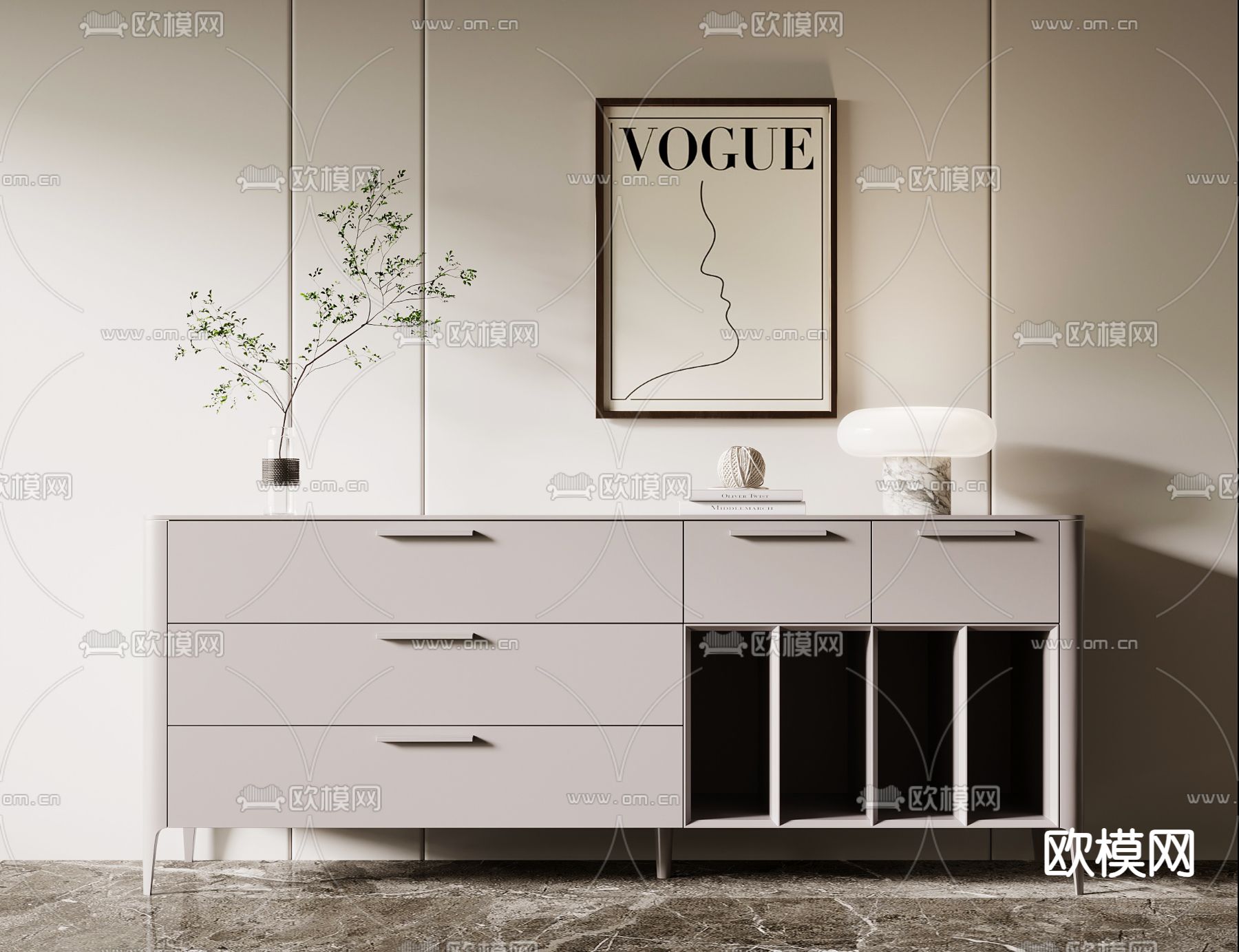 现代斗柜 边柜3d模型下载