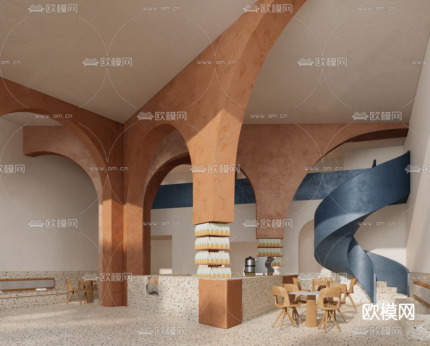 侘寂咖啡厅 咖啡店3d模型下载