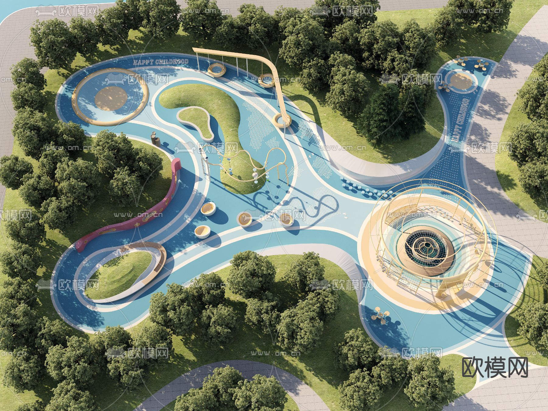 户外游乐场地 儿童乐园 儿童游乐设施3d模型下载