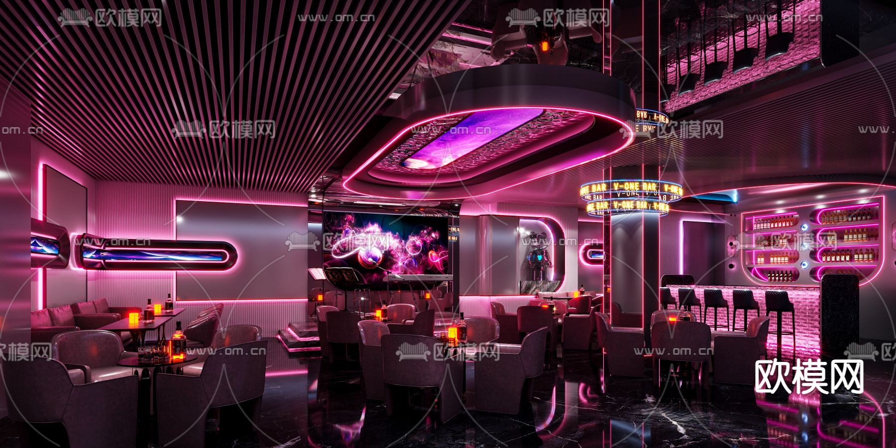 科技感酒吧 夜总会3d模型下载