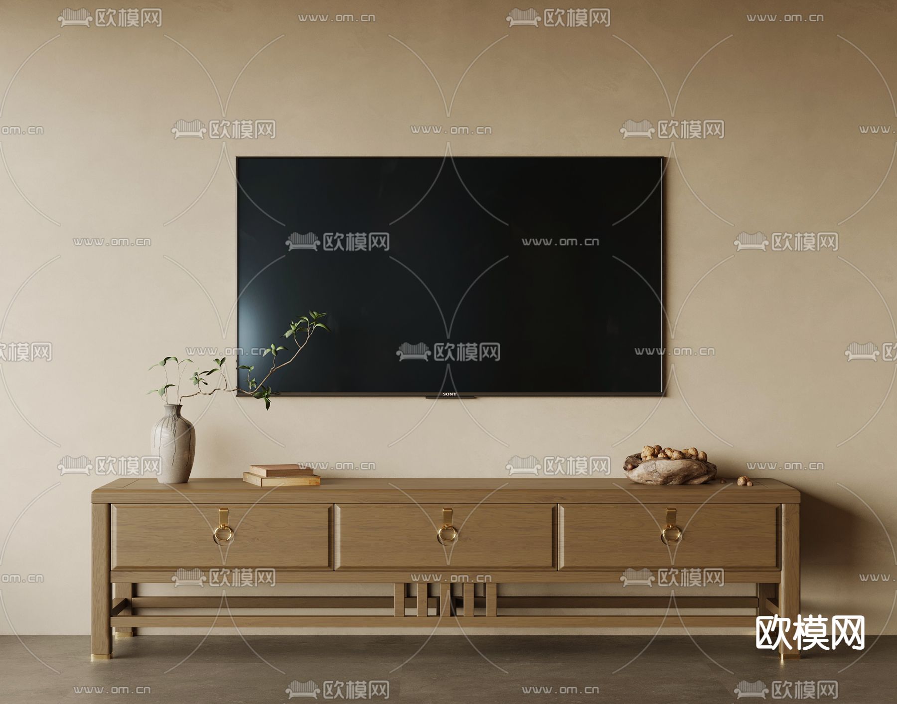 中古风电视柜3d模型下载