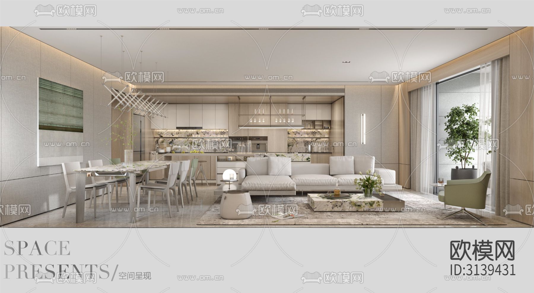 【DIA丹健国际】深圳岁宝180㎡大平层样板间CAD施工图下载（渲染图5）