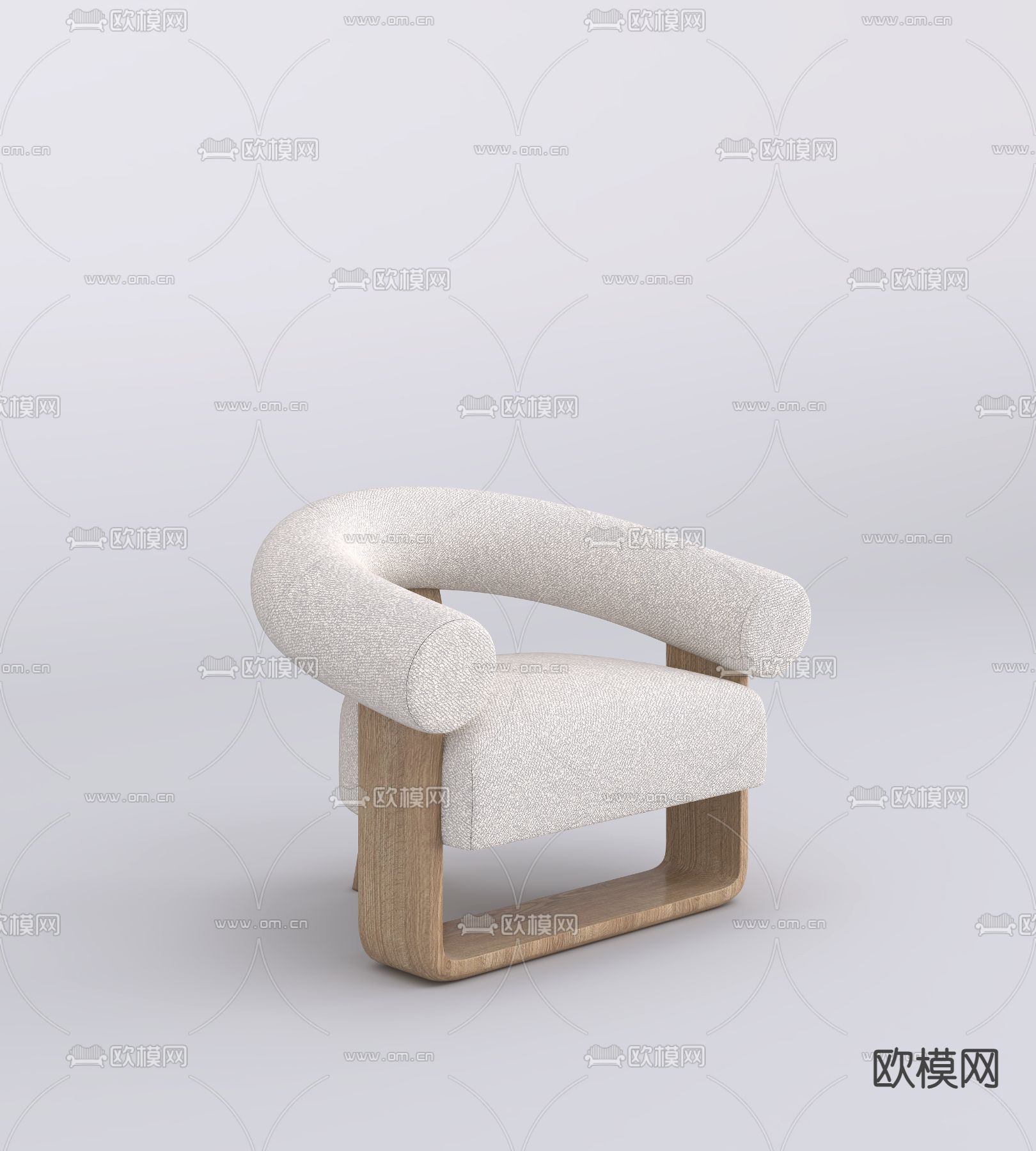 奶油风休闲椅 羊羔椅3d模型下载