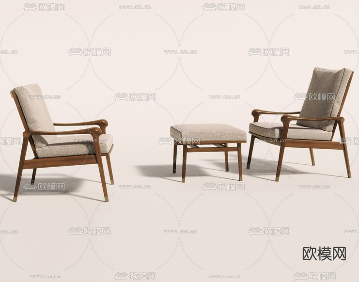 seguel 侘寂椅子 休闲椅 扶手椅 脚踏3d模型下载