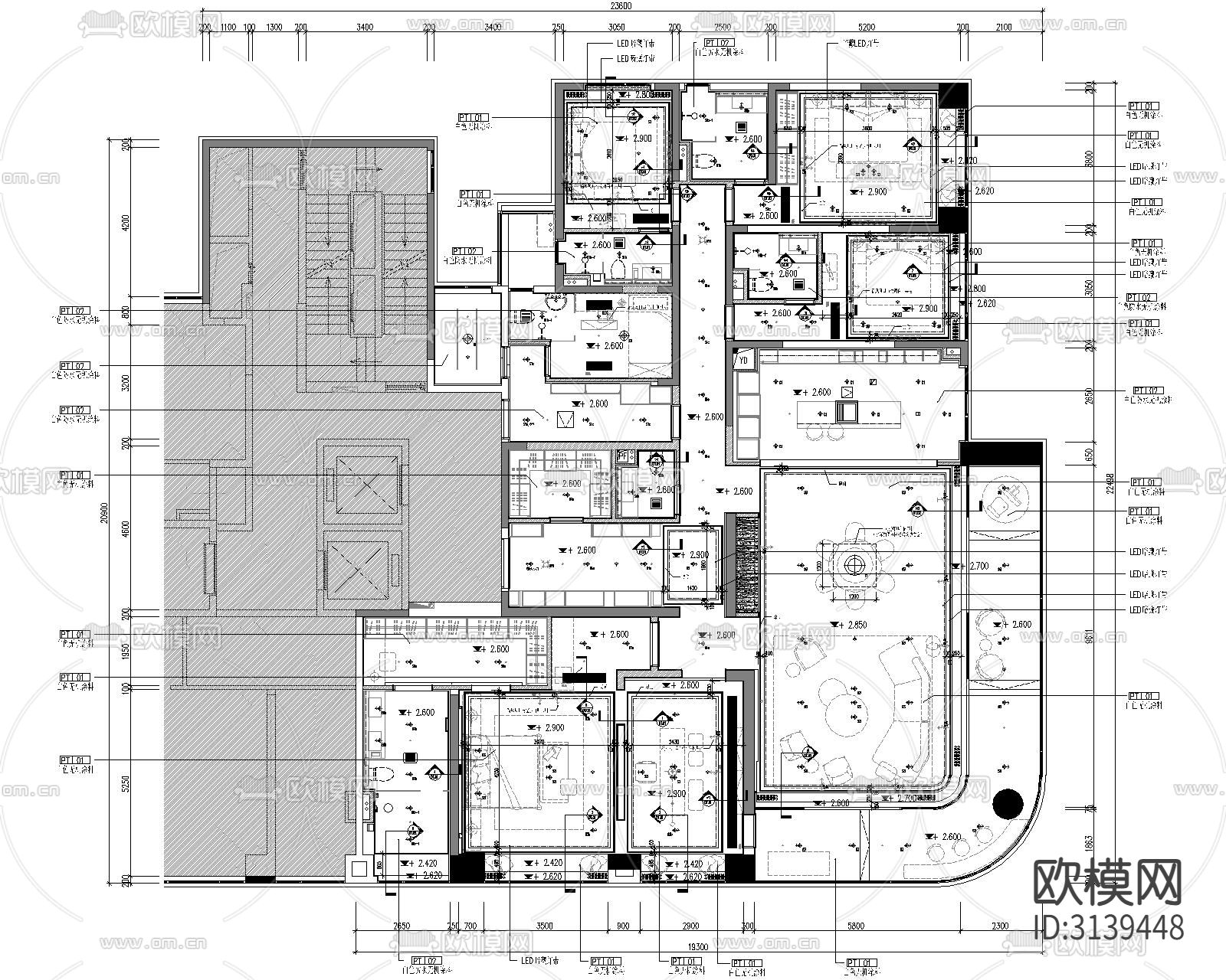 【WJID维几·黄全】长沙旭辉铂悦湘江350㎡精装修CAD施工图下载（渲染图2）