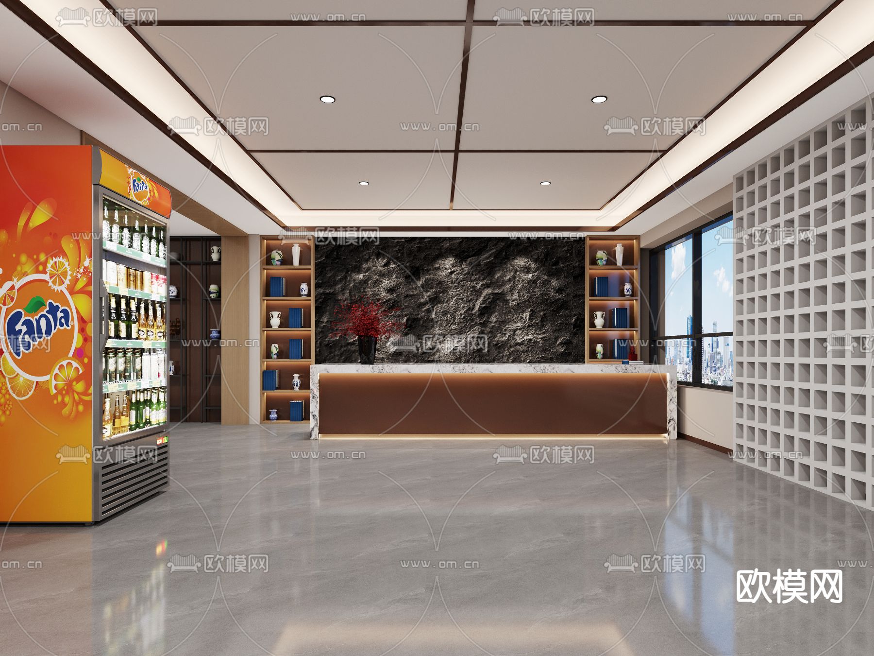 酒店大厅大堂 前台大厅3d模型下载（渲染图1）