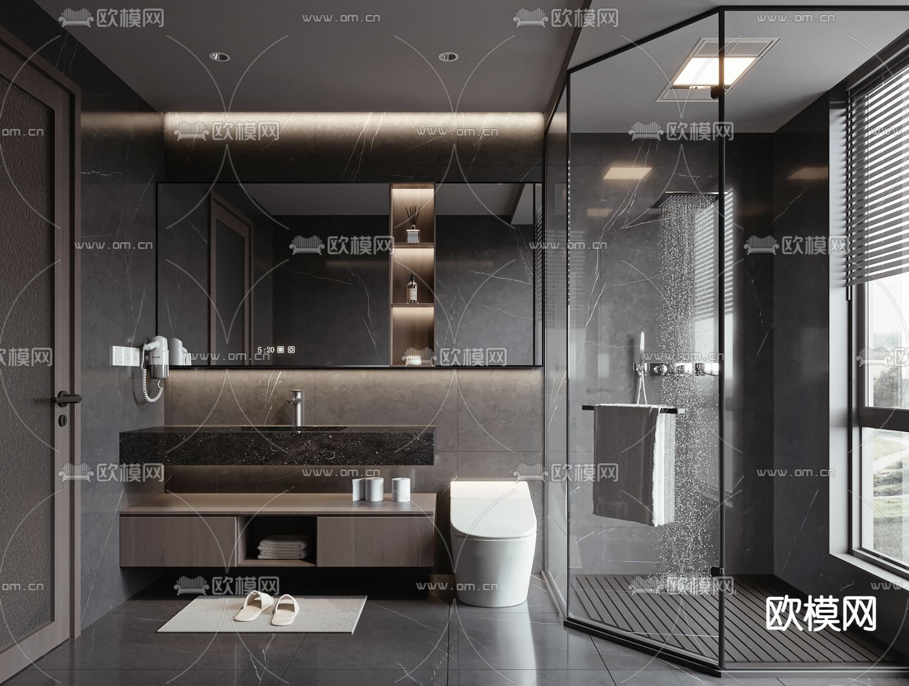 厕所淋浴间 洗手间 卫生间3d模型下载