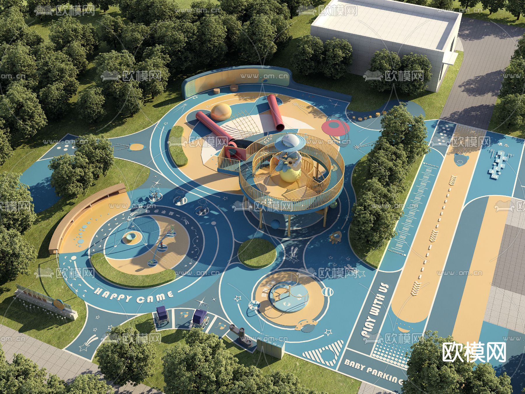 户外游乐场地 儿童乐园 儿童游乐设施3d模型下载