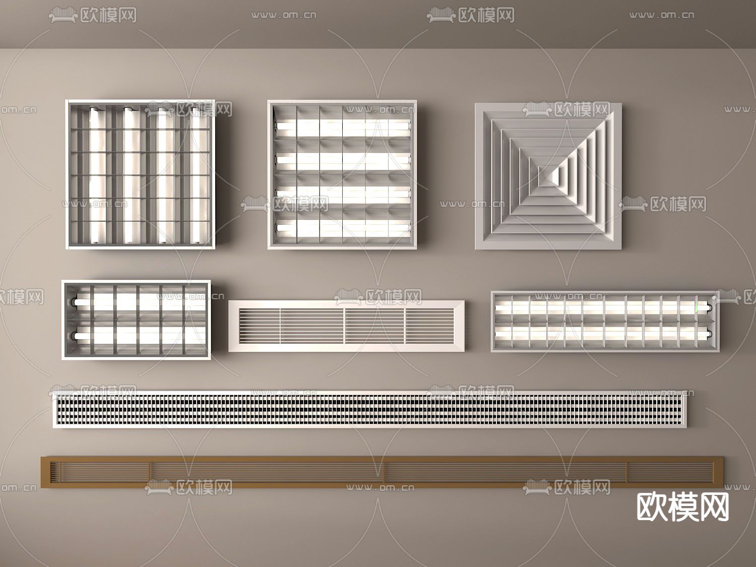 空调出风口 格栅灯 送风口3d模型下载