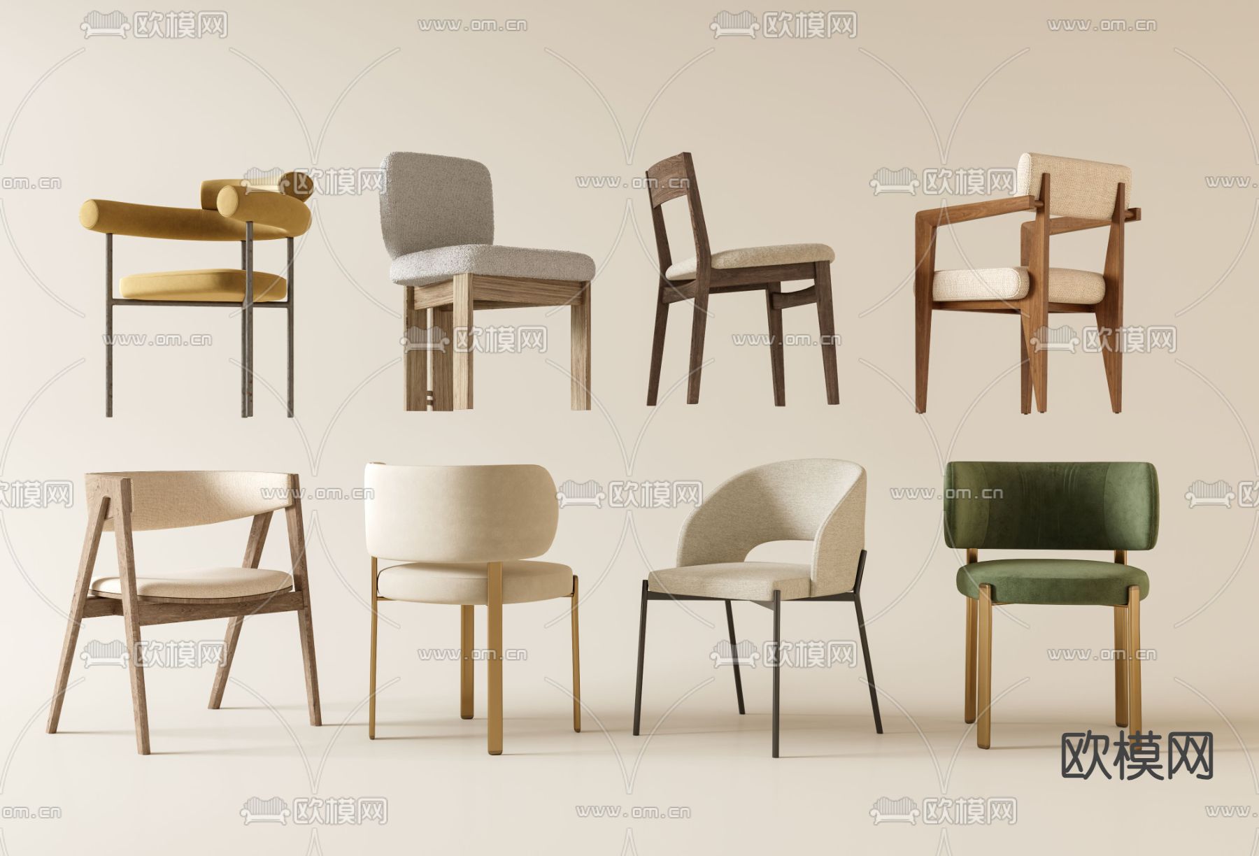 侘寂椅子 餐椅3d模型下载